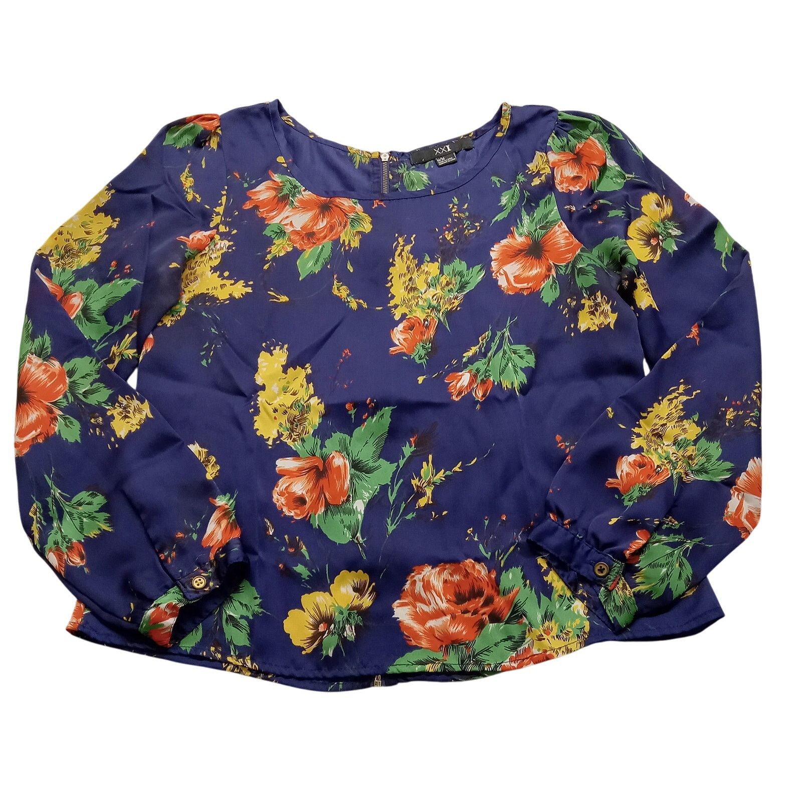 & Other Stories XXI Blouse Top M Women's Back Zip Long Sleeve Purple Floral Size M / US 6-8 / IT 42-44 - 1 Thumbnail
