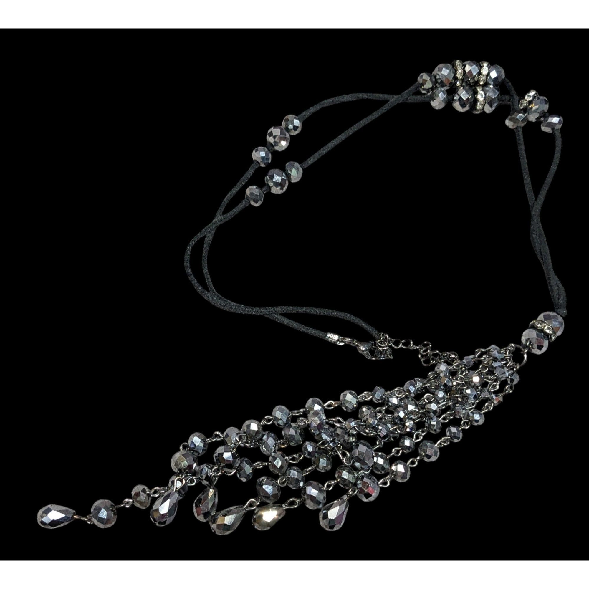 Other Glam Goth Mirror Finish Glass Beaded Tassel Necklace Size ONE SIZE - 1 Thumbnail
