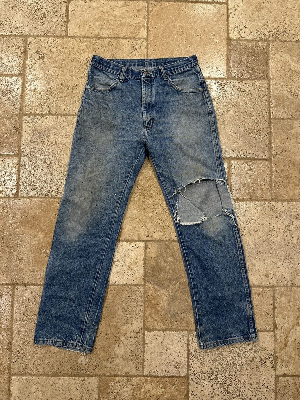 Rustler × Vintage Vintage Rustler Blue Stone Wash Knee Blowout Denim Jeans Size US 32 / EU 48 - 5 Thumbnail
