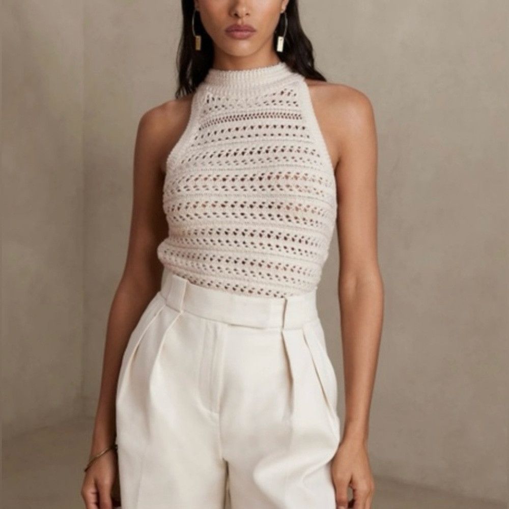 Banana Republic Banana Republic Tamra Organic Cotton Sweater Halter Tank Cr Size M / US 6-8 / IT 42-44 - 1 Thumbnail
