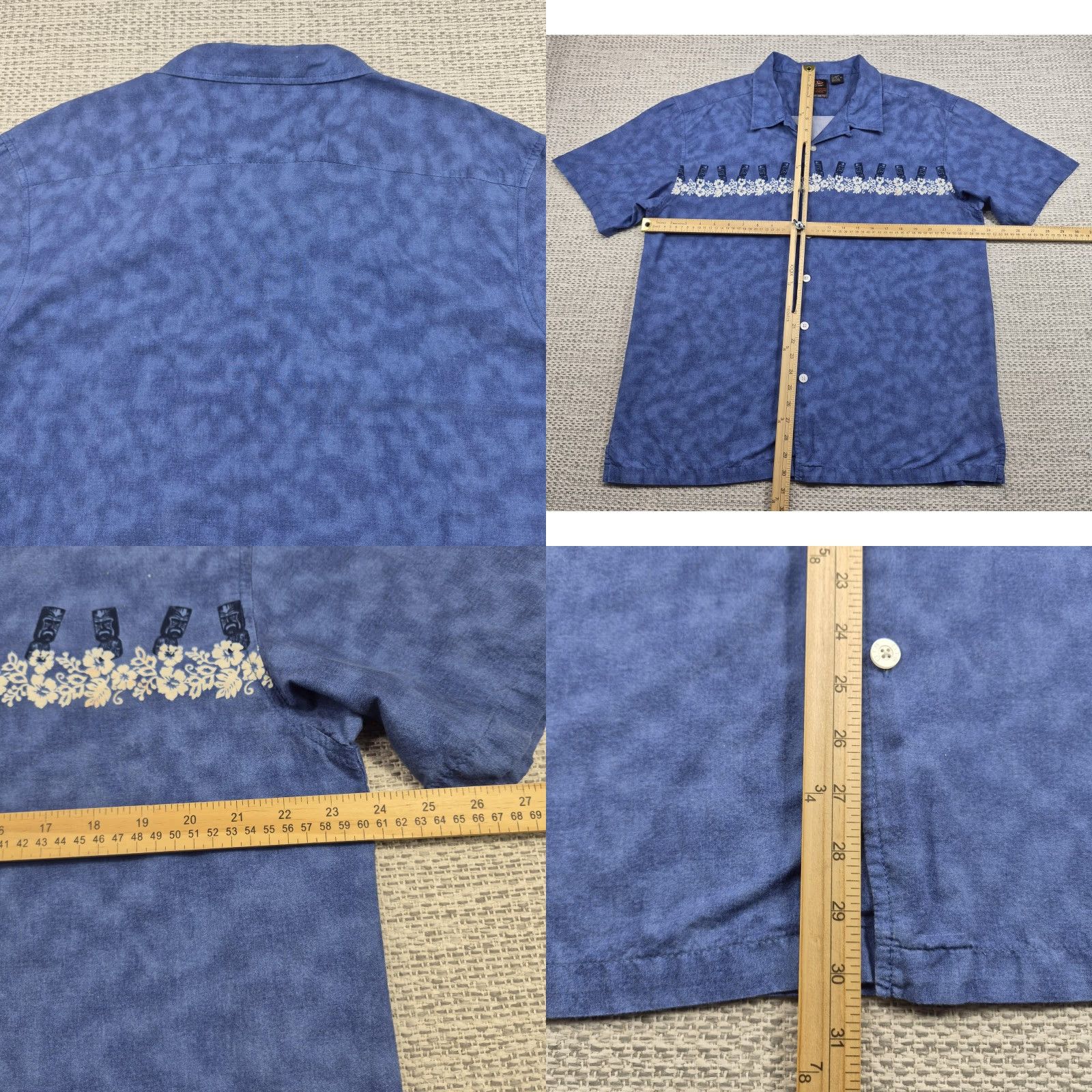 J Brand VINTAGE One Tough Brand Button Up Shirt Mens XL Blue Hawaiian Aloha Tiki Short Sleeve Size US XL / EU 56 / 4 - 8 Thumbnail