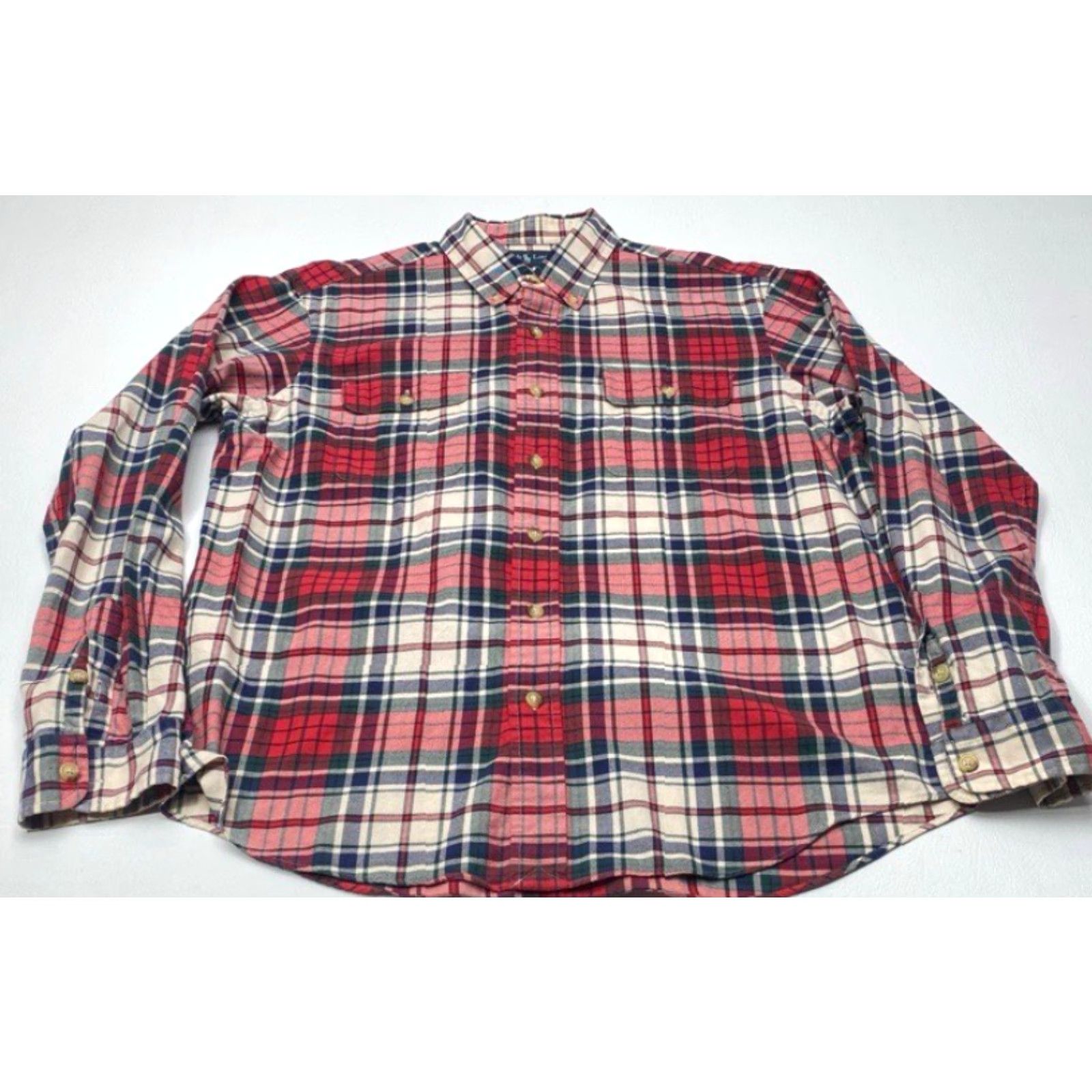Ralph Lauren Ralph Lauren Flannel Shirt Men's Large Red Plaid Long Sleeve Button-Up Pockets Size US L / EU 52-54 / 3 - 3 Thumbnail