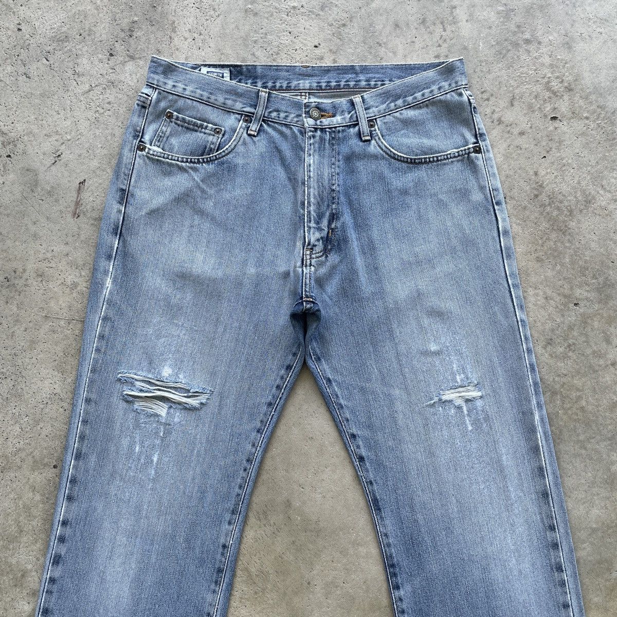 Edwin × Jean × Vintage Vintage Edwin 403 Faded Jeans Distressed Denim Pants W33 Size US 33 - 3 Thumbnail
