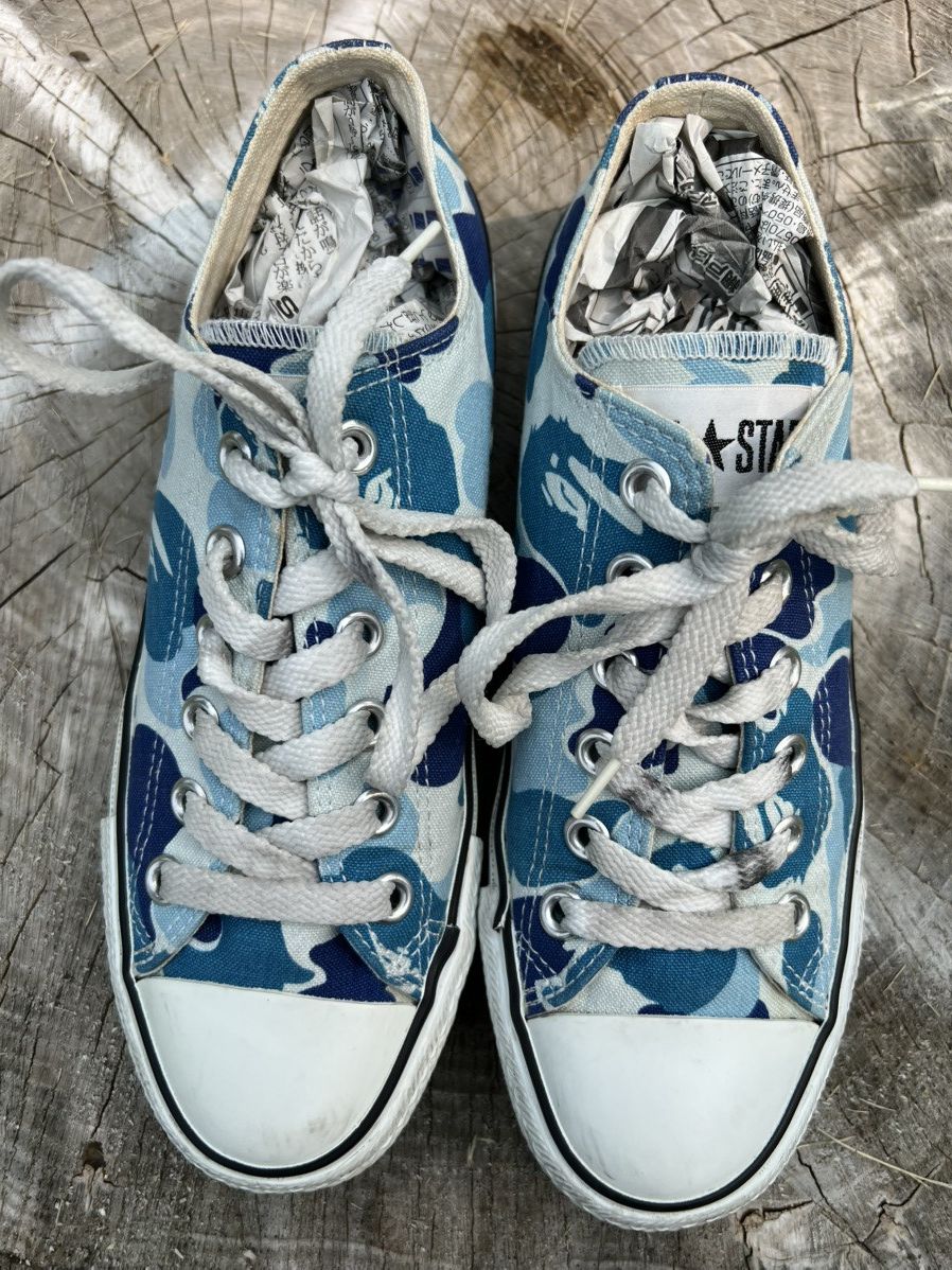 Bape × Converse Bape x Converse Blue Camo Sneakers Size US 5 / EU 37 - 3 Thumbnail