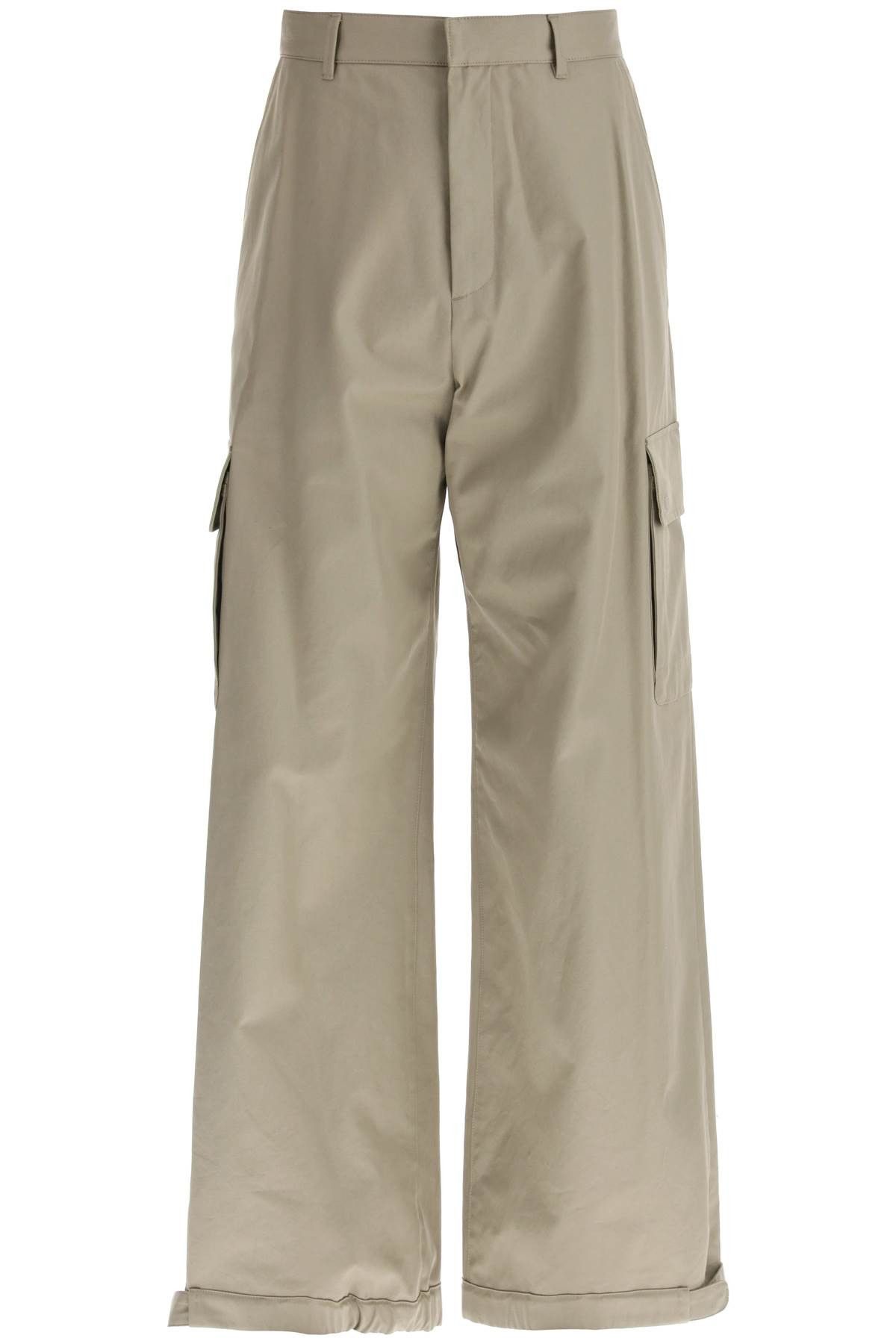 image of Off White Wide-Legged Cargo Pants With Ample Leg in Beige, Men's (Size 32)