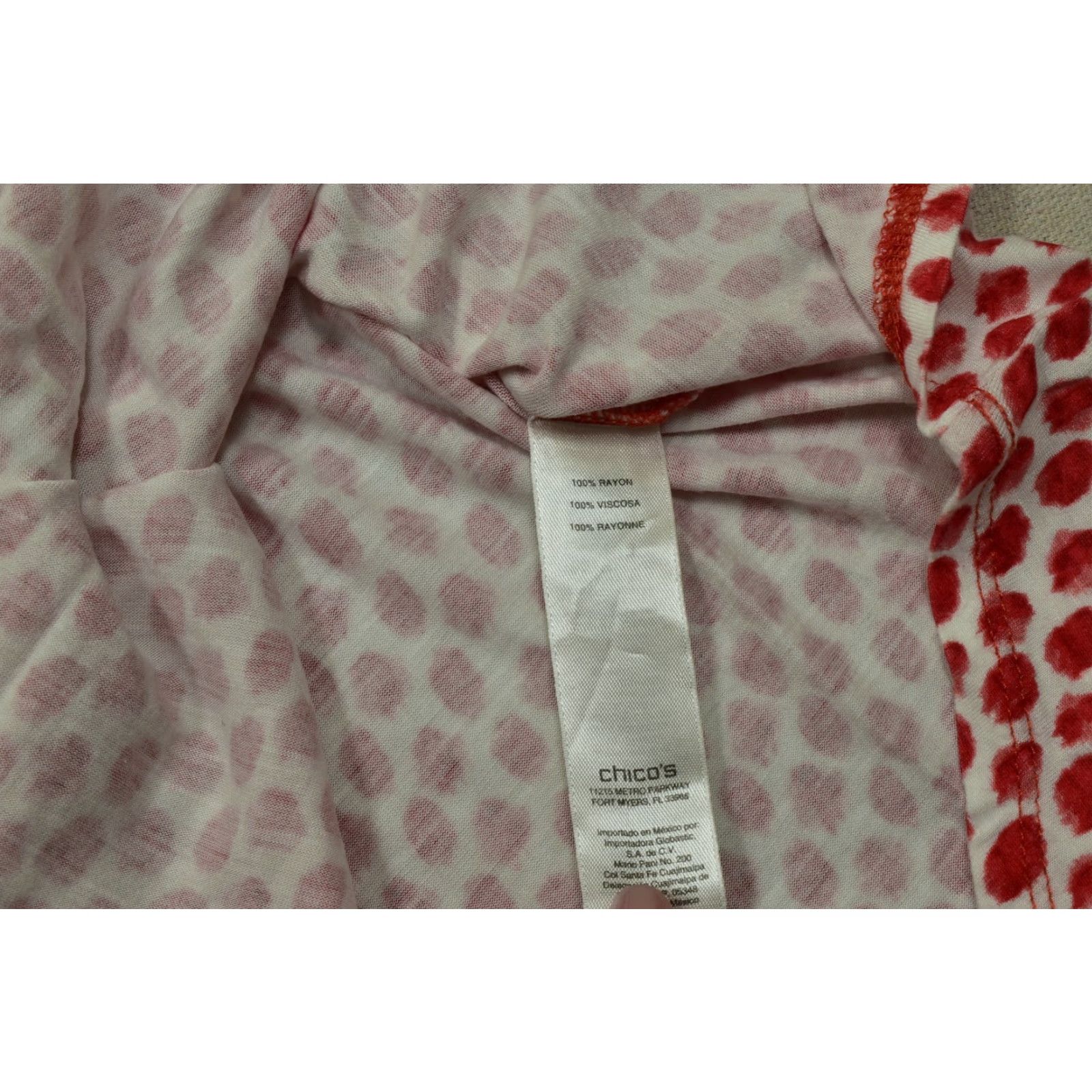 Vintage Chico's Blouse Shirt Short Sleeve Red White Dotted Button Back Rayon Size 2 Womens Regular, Casual, Summer, Spring Size XS / US 0-2 / IT 36-38 - 7 Thumbnail