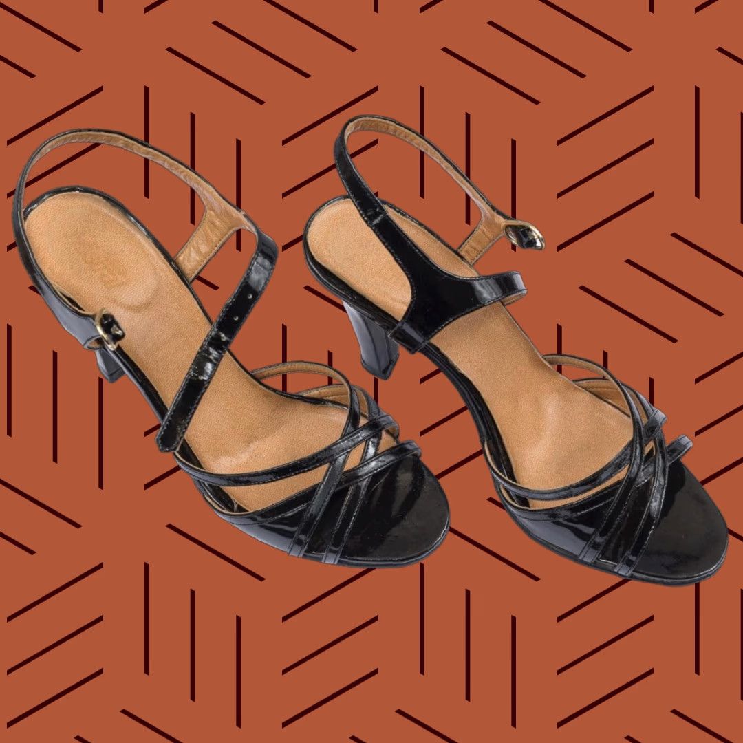 Vintage Ernesto Esposito Mistral Black Patent Leather Lory Sole Heels 6.5 M Women's Shoes High Heel Ankle Strap Leather Size US 7 / IT 37 - 1 Thumbnail