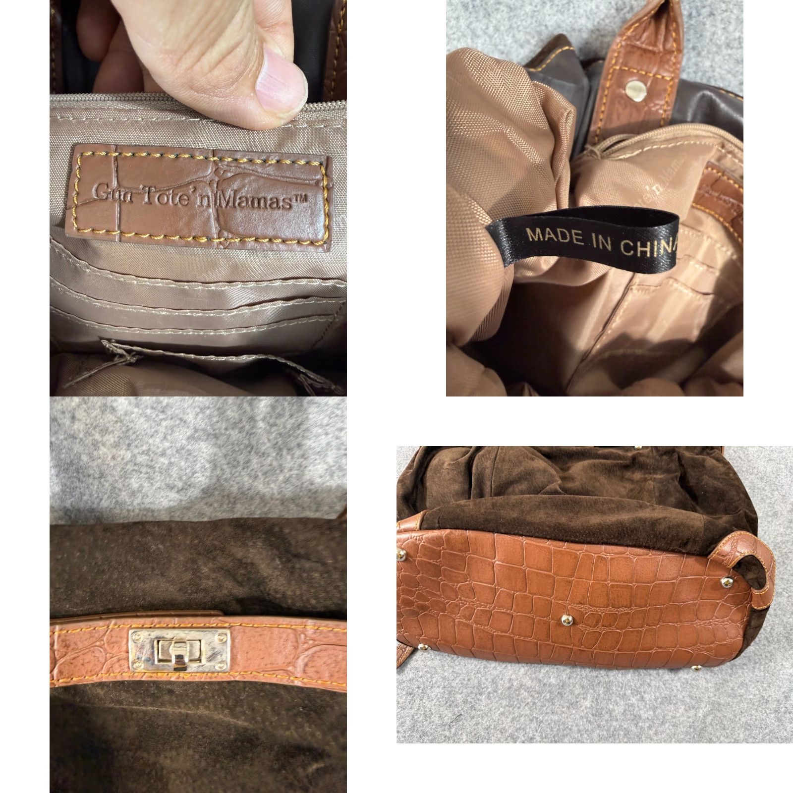 Vintage Gun Tote’n Mamas Shoulder Bag Womens Brown Concealed Carry Suede Leather Purse Size ONE SIZE - 8 Thumbnail