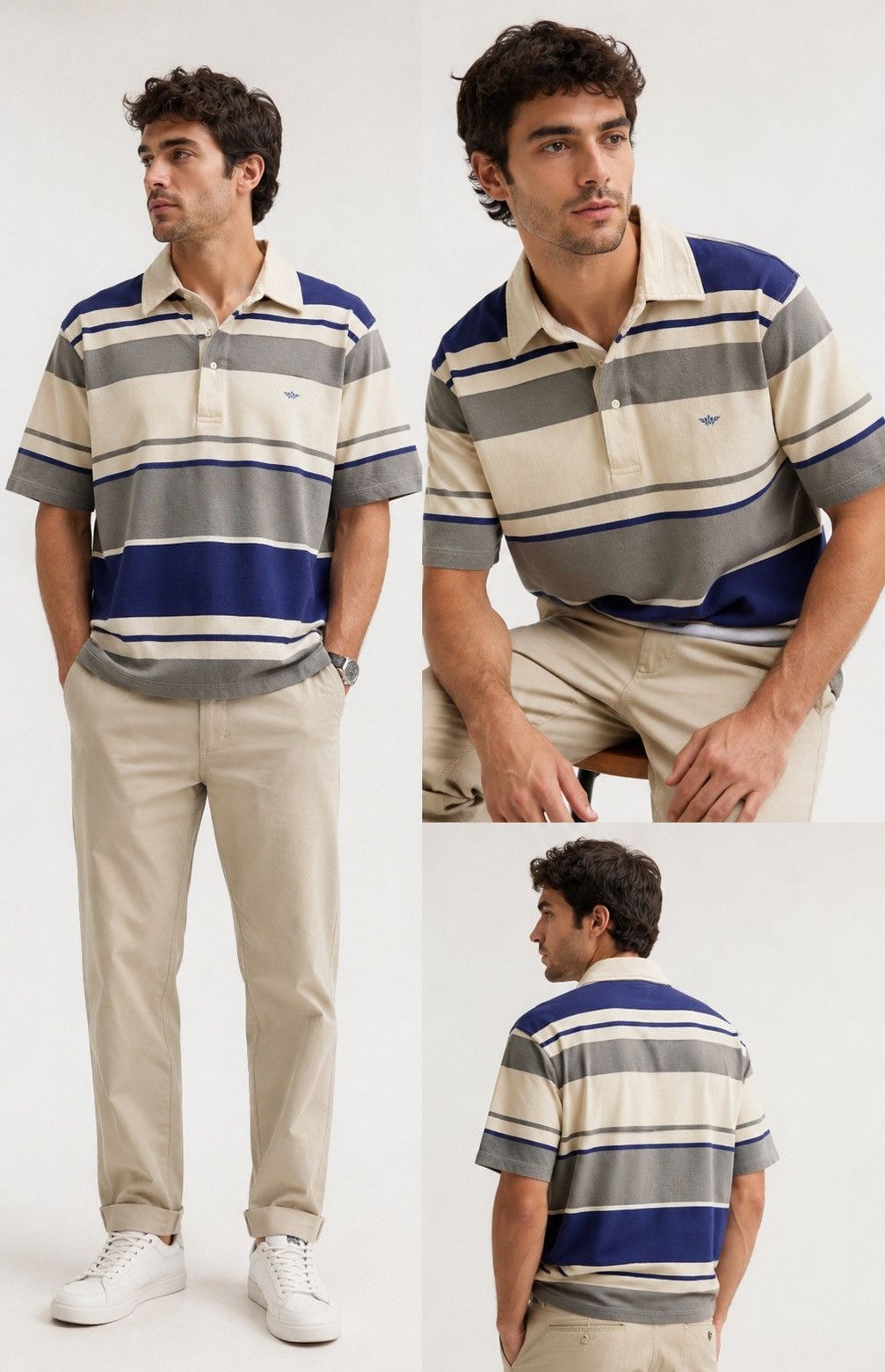 Dockers Vintage Dockers Japan Herringbone Stripe Polo Oversized Size US M / EU 48-50 / 2 - 9 Thumbnail