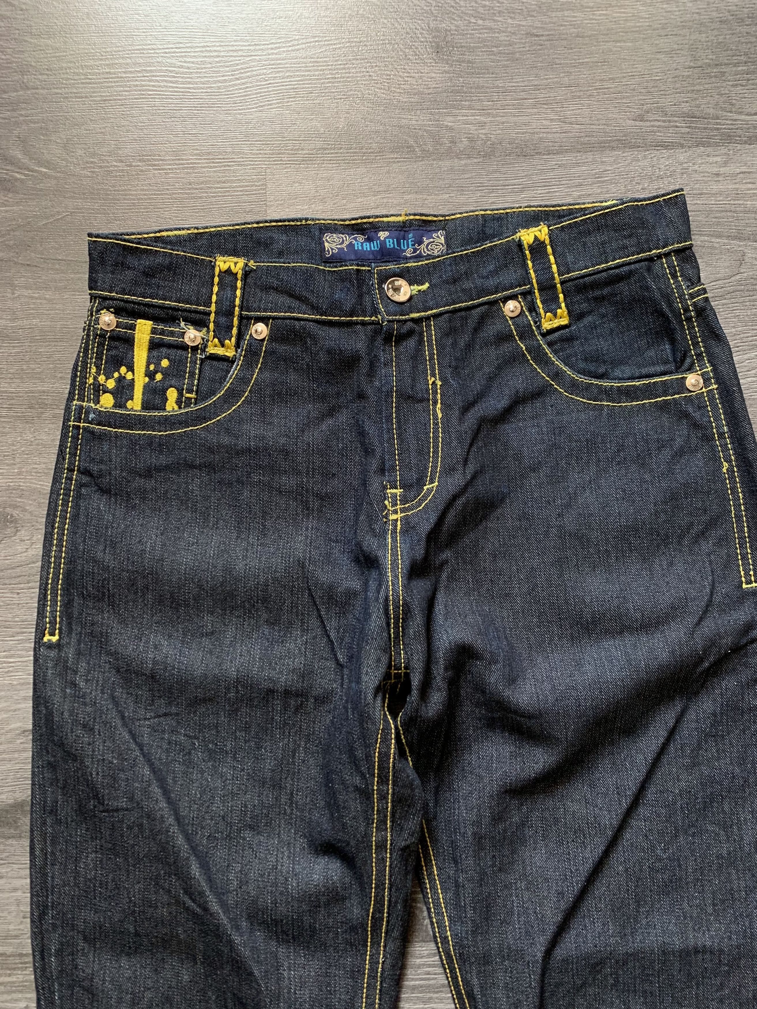 Japanese Brand Raw Blue Y2K Embroidered Baggy Rap Pants Size US 34 / EU 50 - 5 Thumbnail