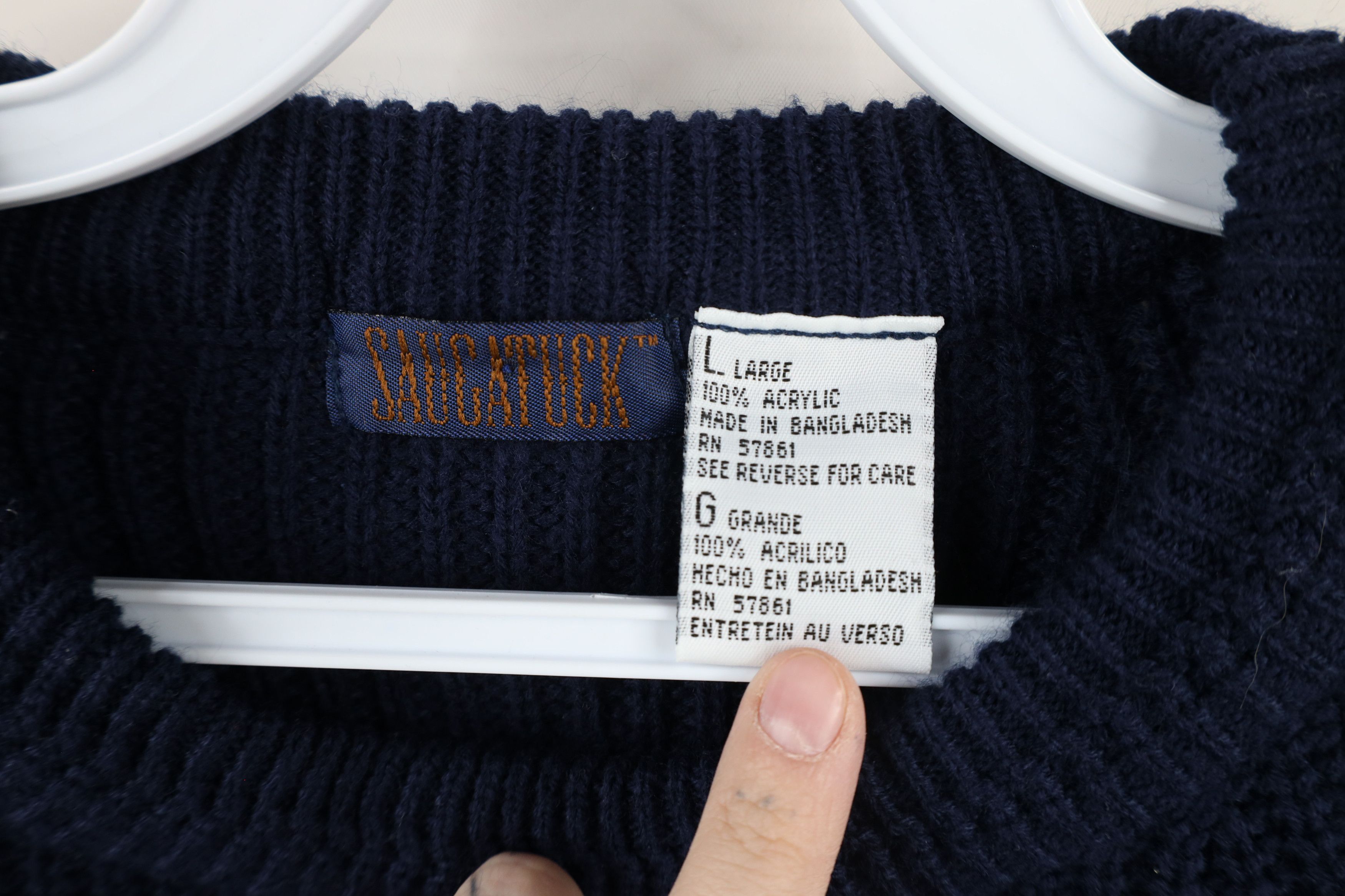 Vintage Vintage 90s Streetwear Ribbed Knit Crewneck Sweater Blue Size US L / EU 52-54 / 3 - 4 Thumbnail