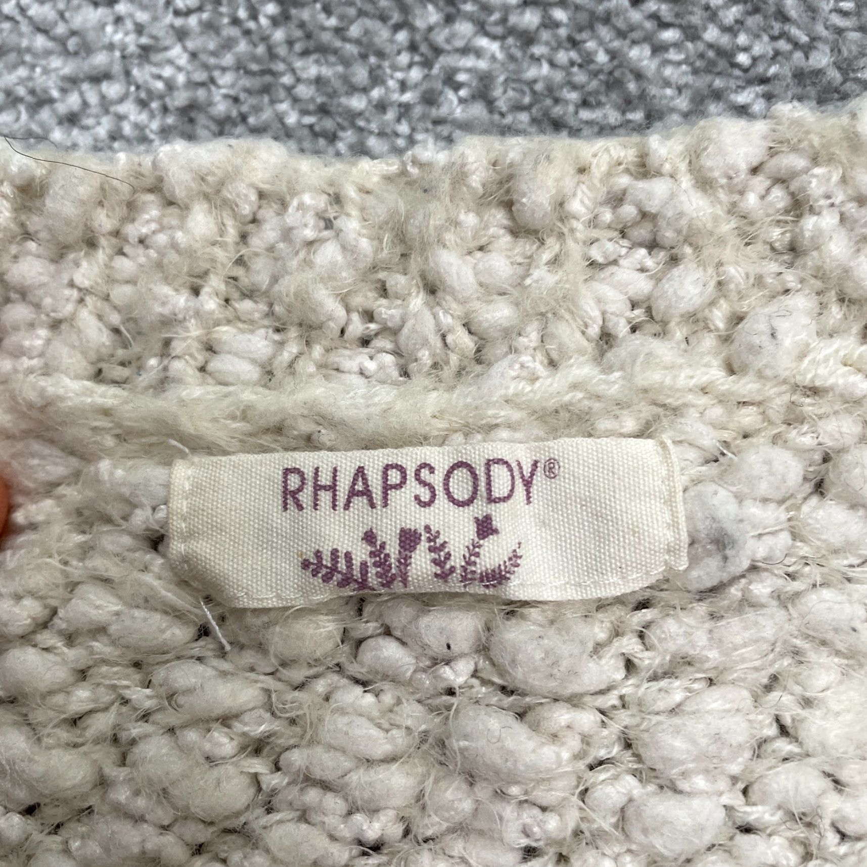 Vintage Rhapsody Pullover Sweater Womens M Beige Round Neck Casual Knit Soft Size M / US 6-8 / IT 42-44 - 5 Thumbnail