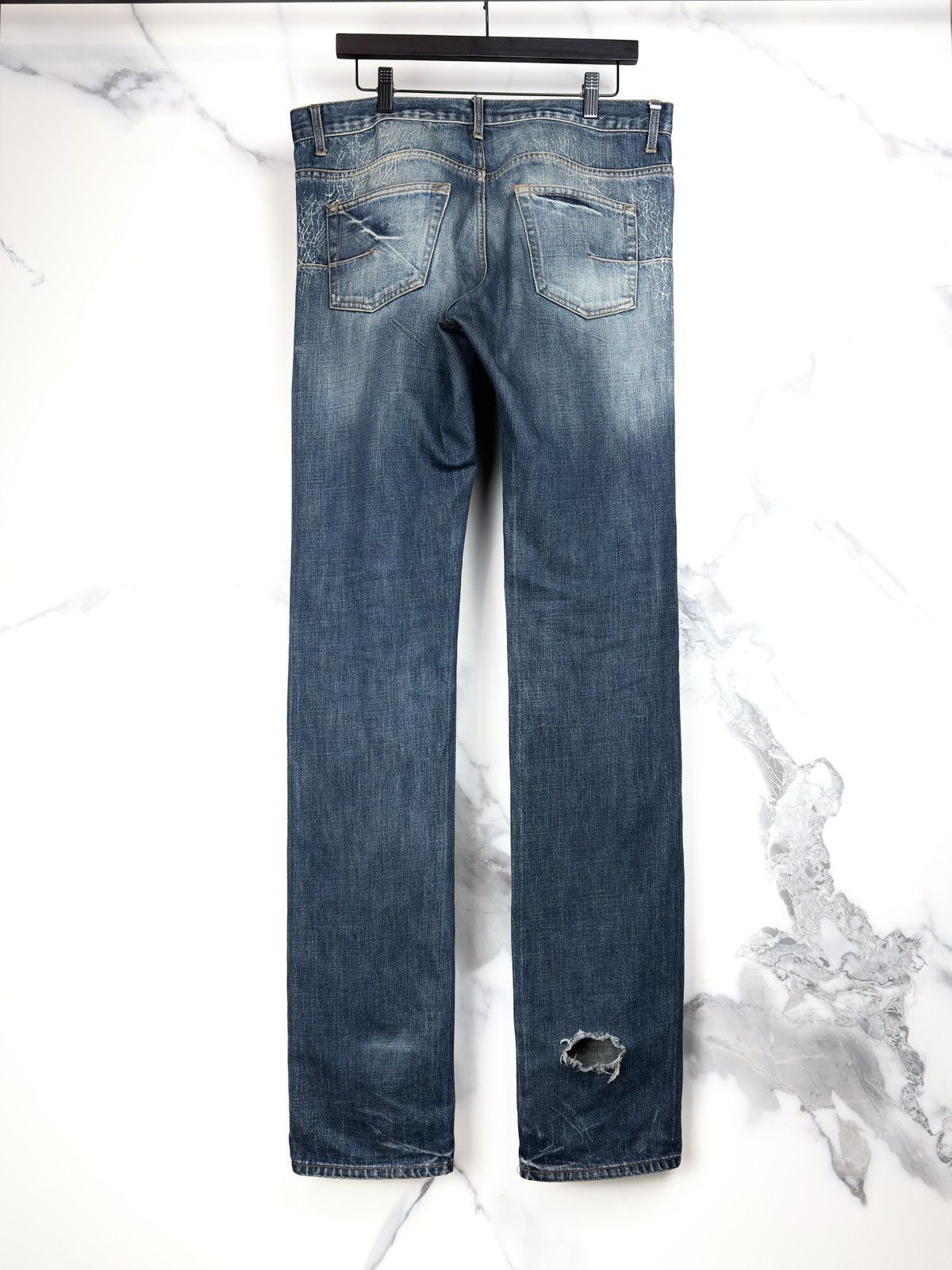 Dior × Hedi Slimane SS07 Dior Homme Spider Web Faded Denim Jeans Hedi Slimane Size US 34 / EU 50 - 2 Thumbnail