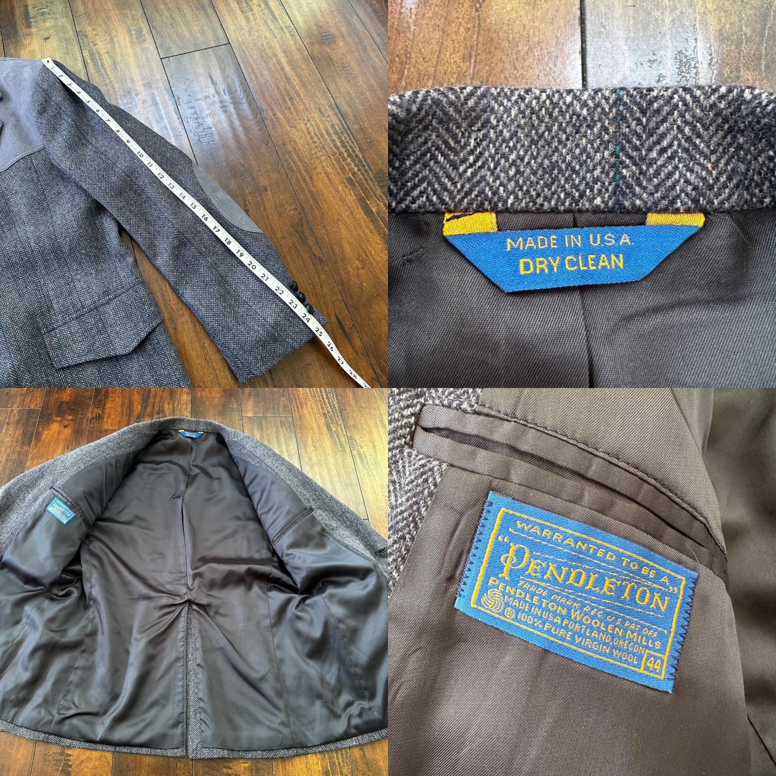 Pendleton VTG Pendleton Blazer Men's 44 Wool Tweed Button-Up Three-Button Single-Breasted USA Gray Knit Long Coat Jacket Size 44R - 8 Thumbnail