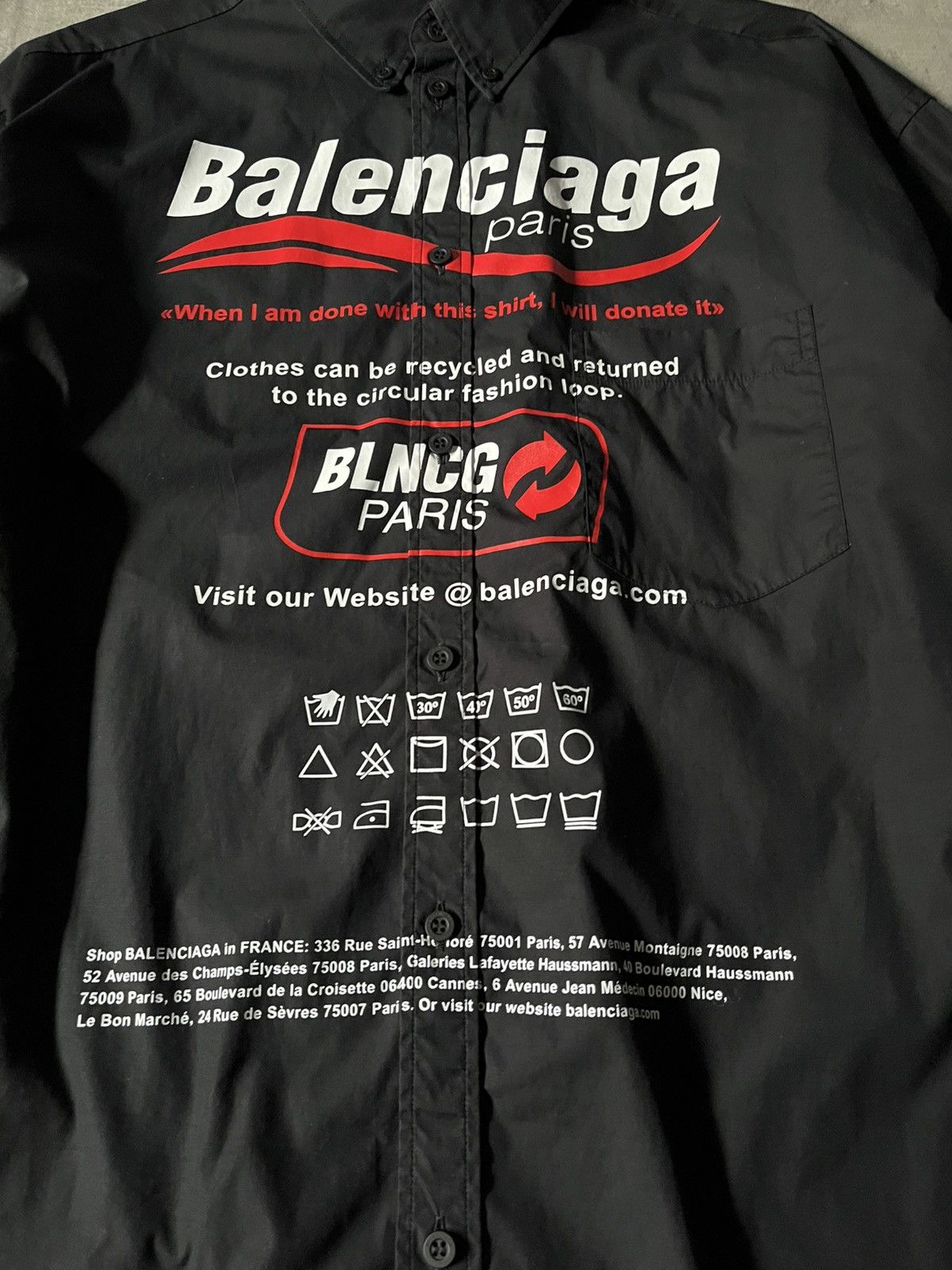 Balenciaga Balenciaga Recycling logo print eco FW21 button up shirt Size US M / EU 48-50 / 2 - 3 Thumbnail