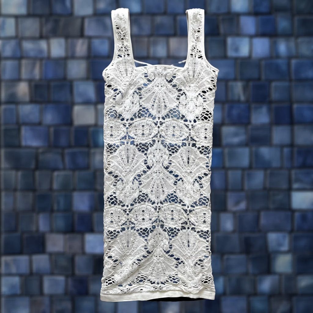 Free People Free People Dress Woman Short White Lined Crochet Party Bodycon Sleeveless Size M Size M / US 6-8 / IT 42-44 - 1 Thumbnail