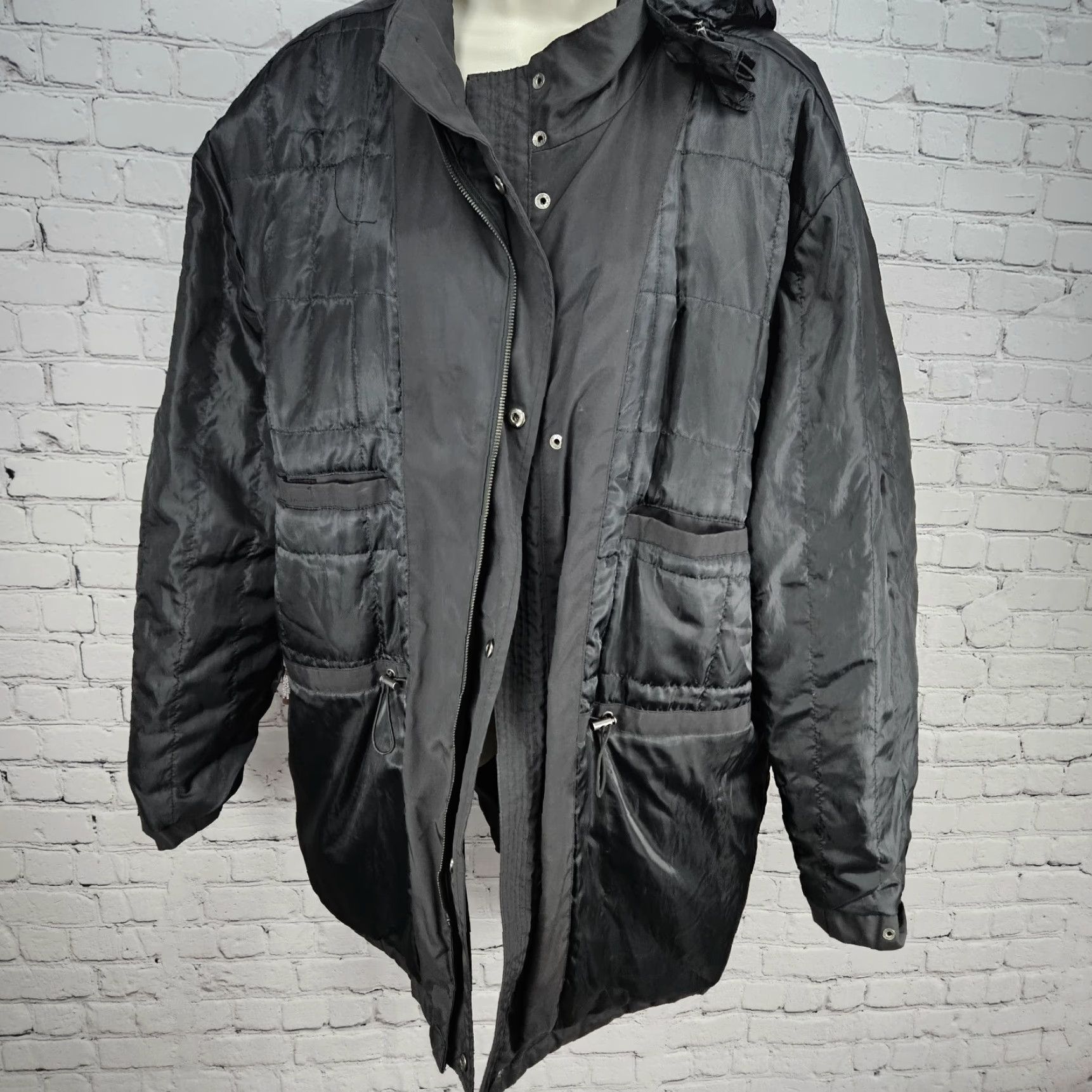 Michael Kors Michael Kors Jacket Women 2X Black Hooded Insulated Snap Zip Utility Pockets Lined Polyester Mid-Length Classic Outdoor Size XXL / US 16-18 / IT 52-54 - 6 Thumbnail