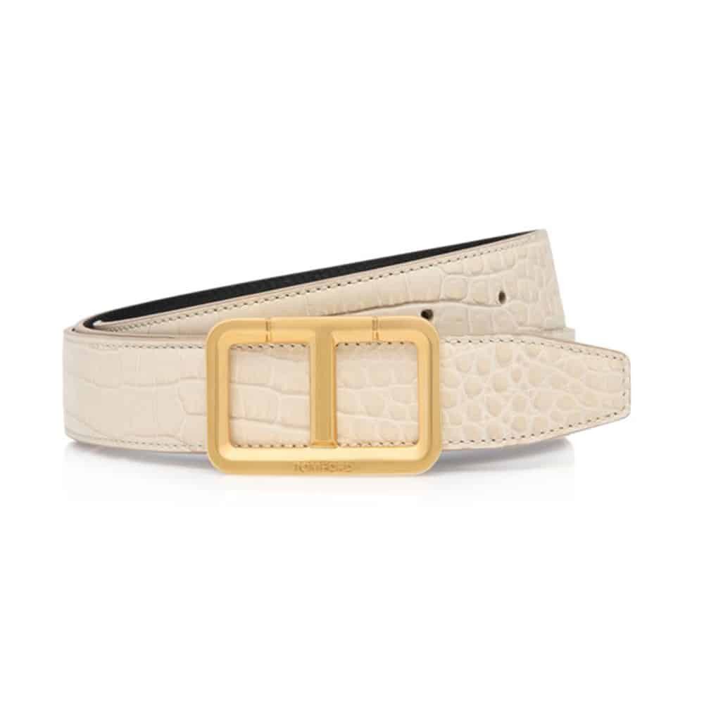 Tom Ford o1loc1c0924 TB280 Size: 100 / Leather Belt in Ivory Size 38 - 1 Preview