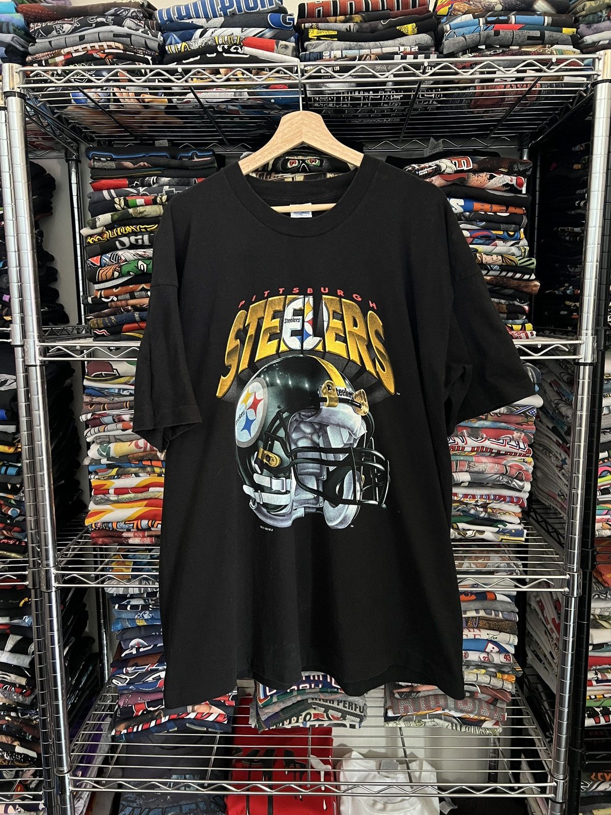 Salem Sportswear 1994 NFL Pittsburgh Steelers Helmet Tee Size US XL / EU 56 / 4 - 1 Thumbnail