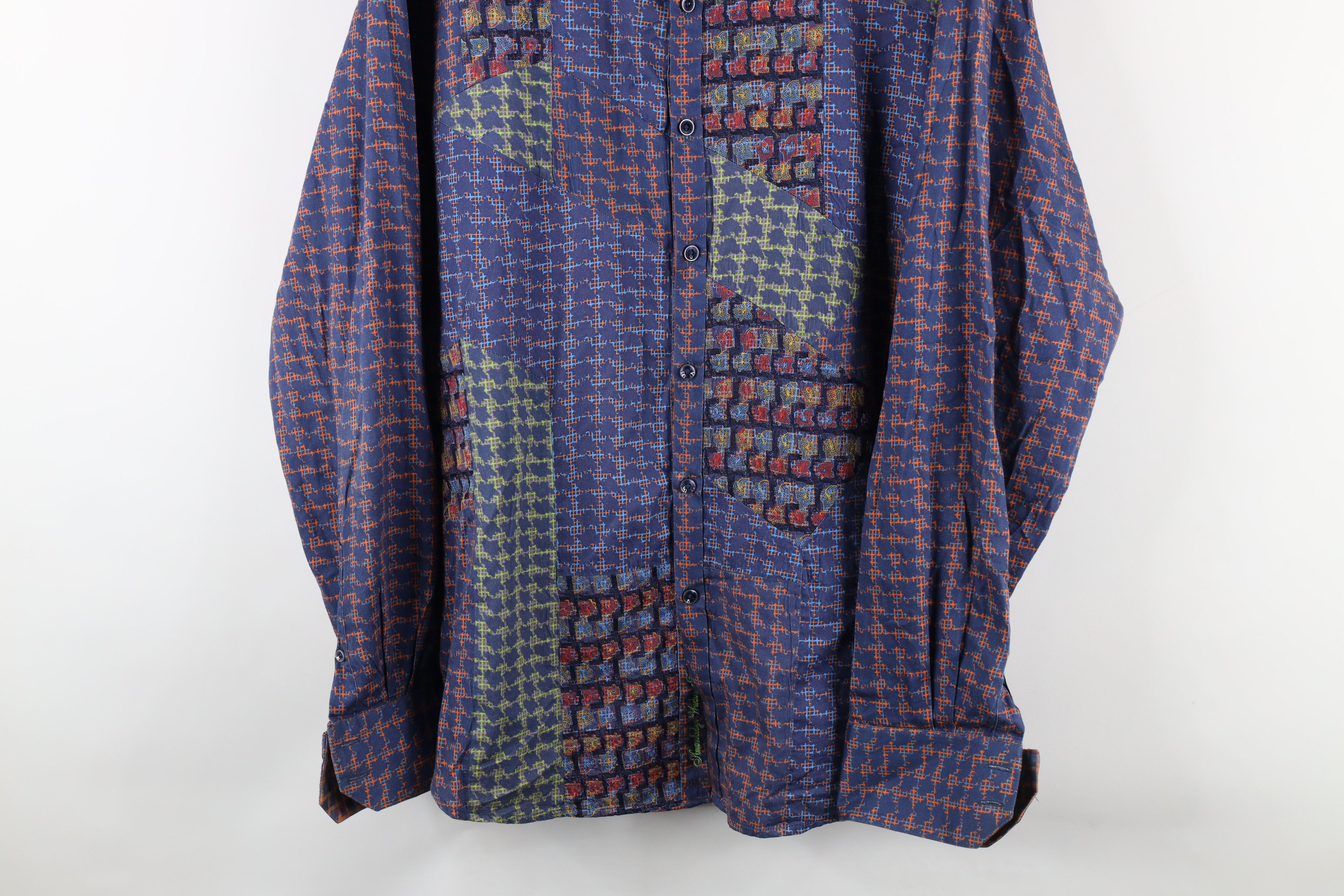 Robert Graham × Vintage Robert Graham Rainbow Patchwork Houndstooth Button Shirt Size US XXL / EU 58 / 5 - 3 Thumbnail