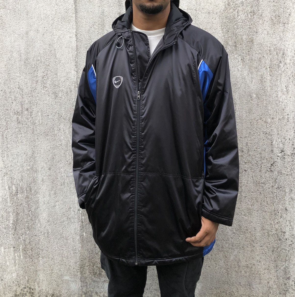 Nike Vintage 90s Nike TEAM Lined Fleece Long Jacket Size US L / EU 52-54 / 3 - 3 Thumbnail