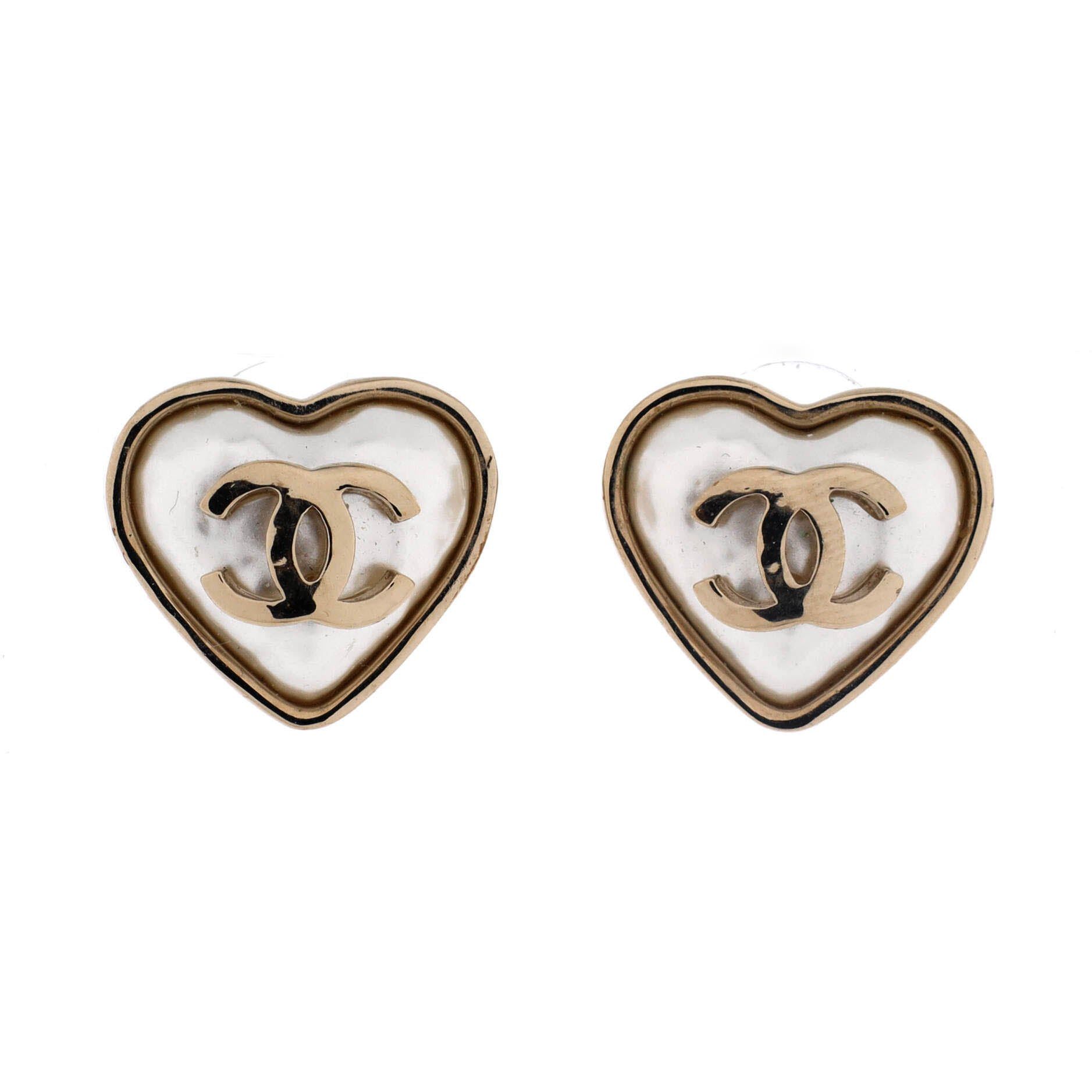 Chanel CC Heart Stud Earrings Size ONE SIZE - 1 Thumbnail