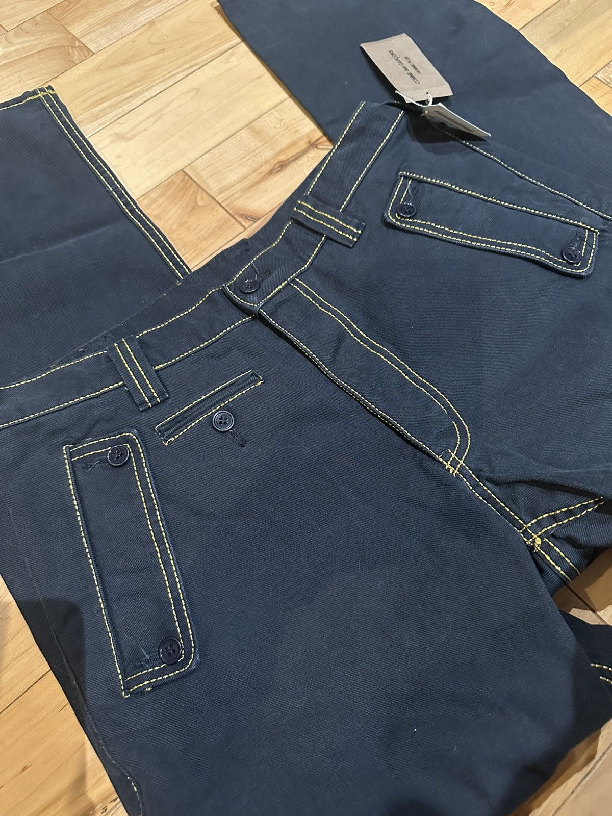 Comme des Garcons Homme Plus SS 2007 CDG Navy Pants Gold Stitching PS-P062 size Small Size US 32 / EU 48 - 5 Thumbnail