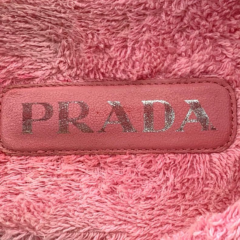 Prada Prada Pink triangle cross-plush casual flat slippers Size US 7 / IT 37 - 8 Thumbnail