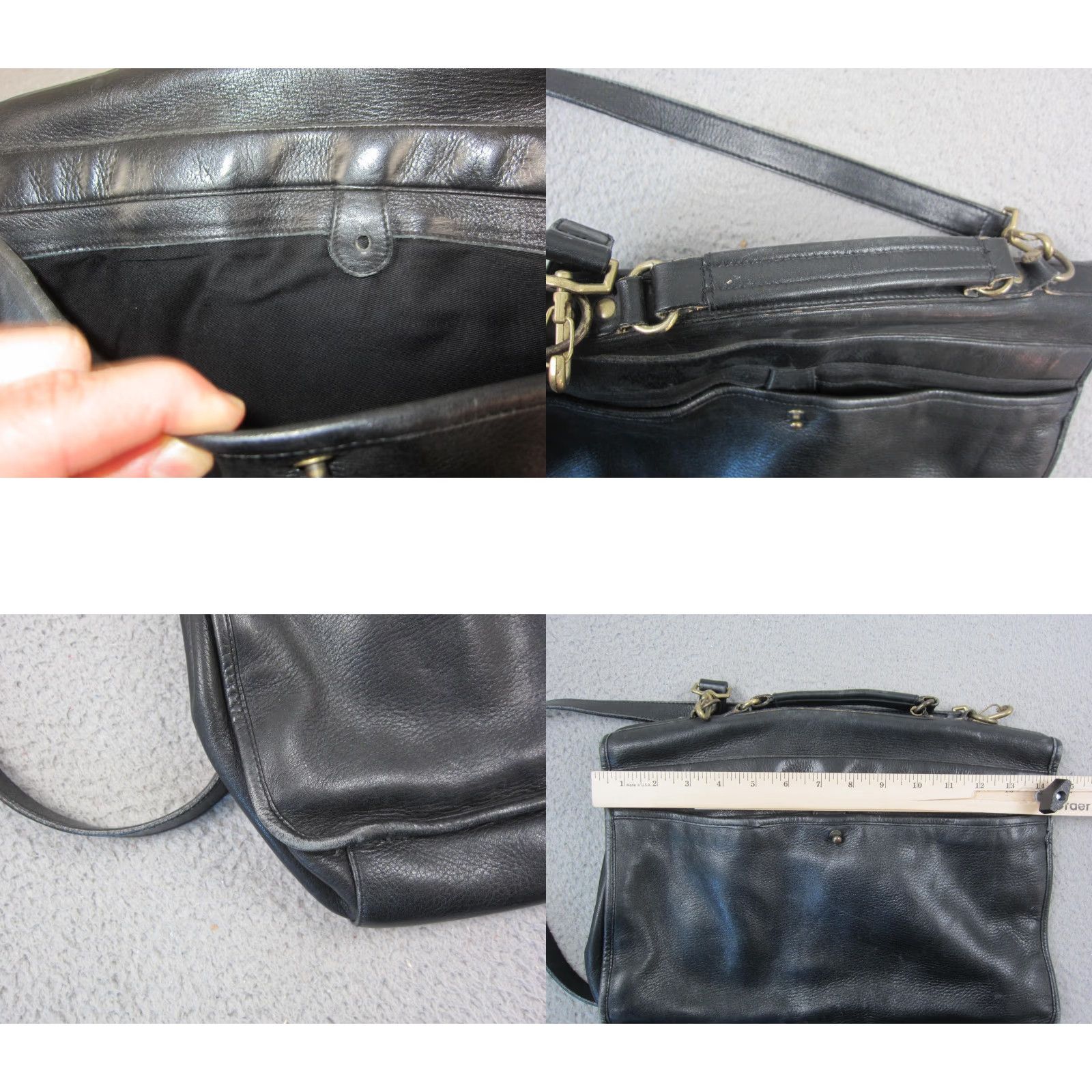 DKNY VINTAGE DKNY Messenger Bag Womens Black Leather Crossbody Satchel Work Classic Size ONE SIZE - 9 Thumbnail