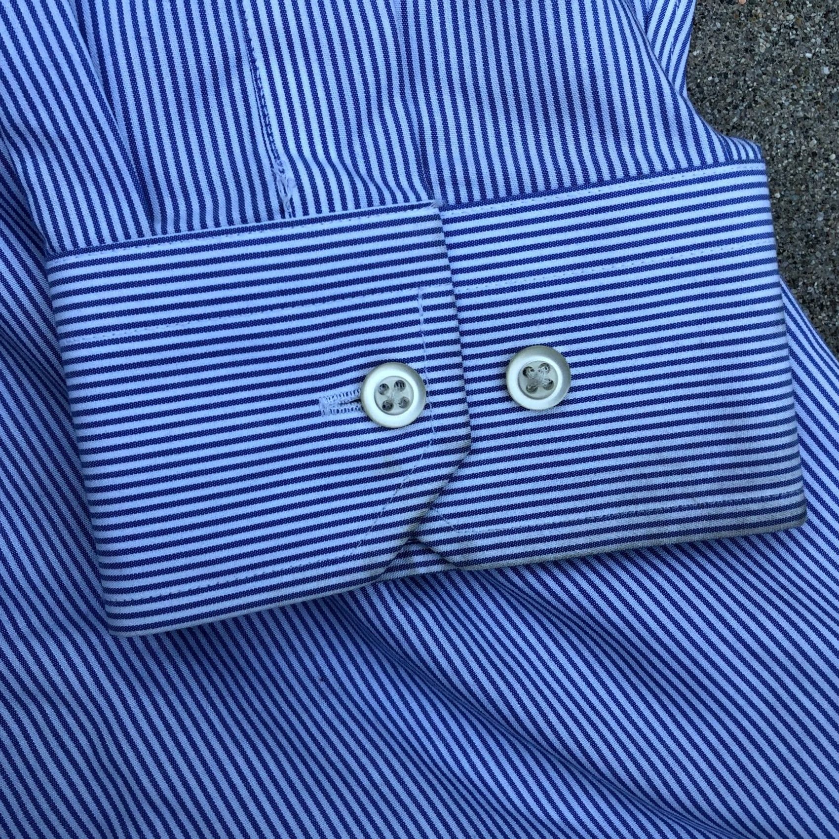 Banana Republic Banana Republic Button Down Dress Shirt Mens LG Non Iron Striped Shirt Adults Large Blue Mens Size 42R - 6 Thumbnail