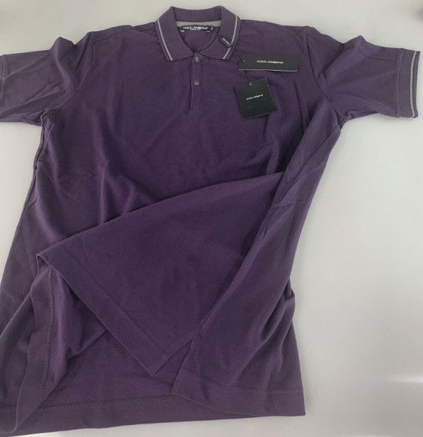 Dolce & Gabbana Dolce & Gabbana 🇮🇹 Purple Leather Logo Bar Polo Shirt 54e NWT Size US L / EU 52-54 / 3 - 6 Thumbnail