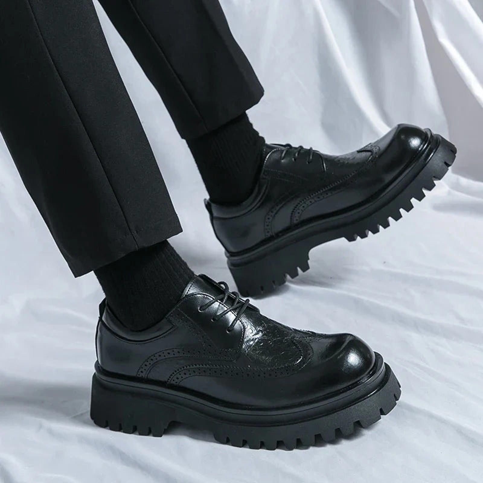 Leather Chunky Sole Brogue Shoes Size US 7 / EU 40 - 10 Thumbnail