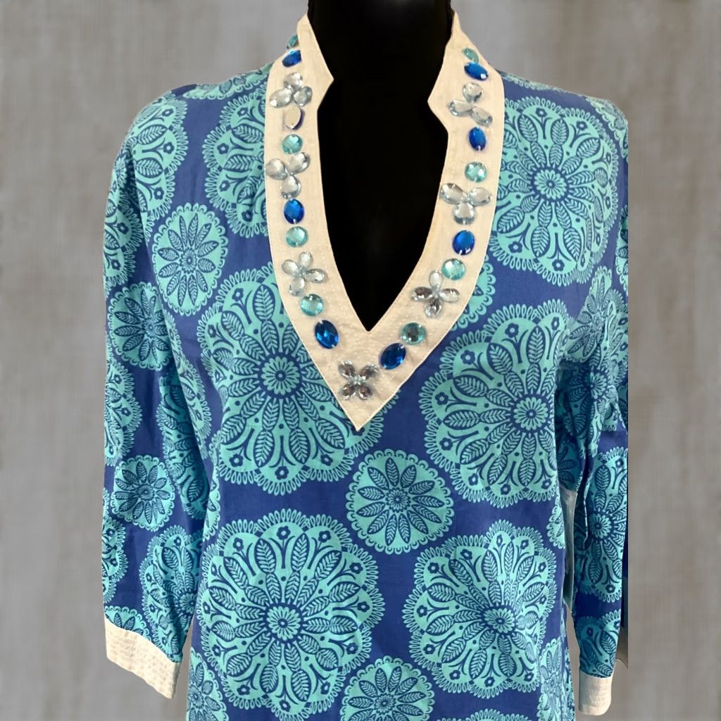 Sea New York KATHERINE NEW YORK WOMENS TOP Blouse V-Neck 3/4 Sleeve Multicolor Pullover L NWT Size L / US 10 / IT 46 - 1 Thumbnail