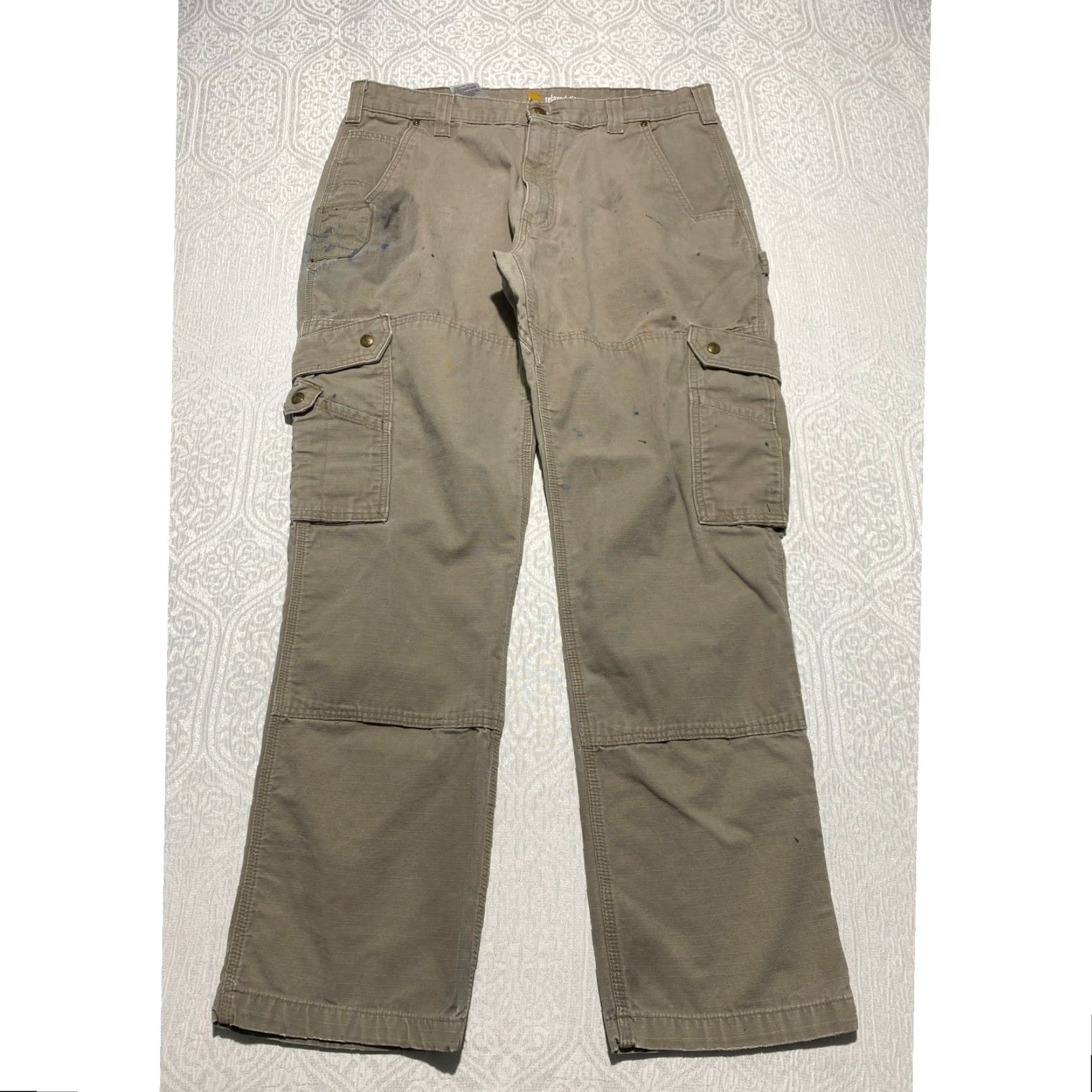 Carhartt VINTAGE Carhartt B342 Double Knee Relaxed Fit Ripstop Cargo Work Pants Tan Mens 38x34 Size US 38 / EU 54 - 2 Thumbnail