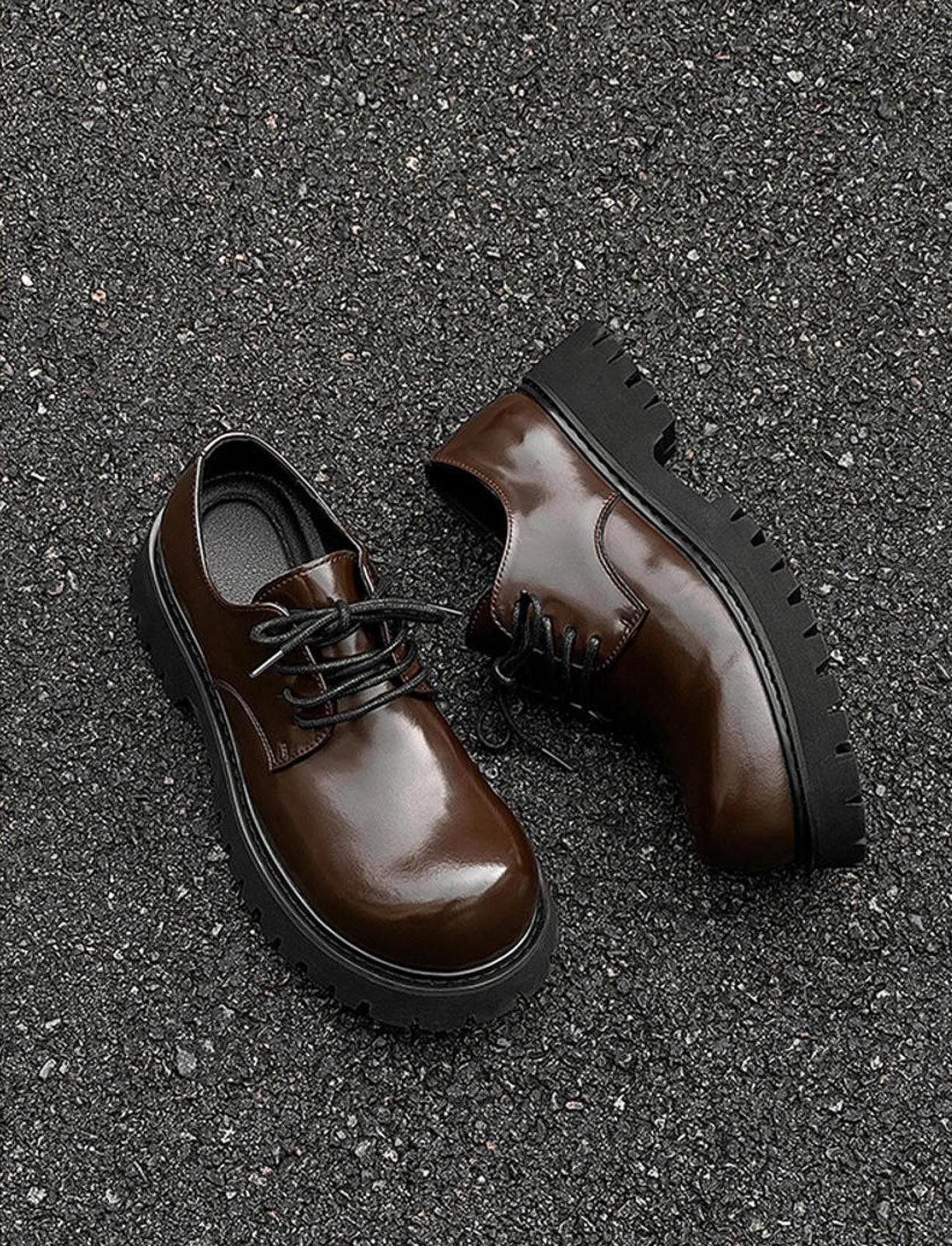 Leather Brown Chunky Lace-Up Shoes Size US 8 / EU 41 - 1 Thumbnail