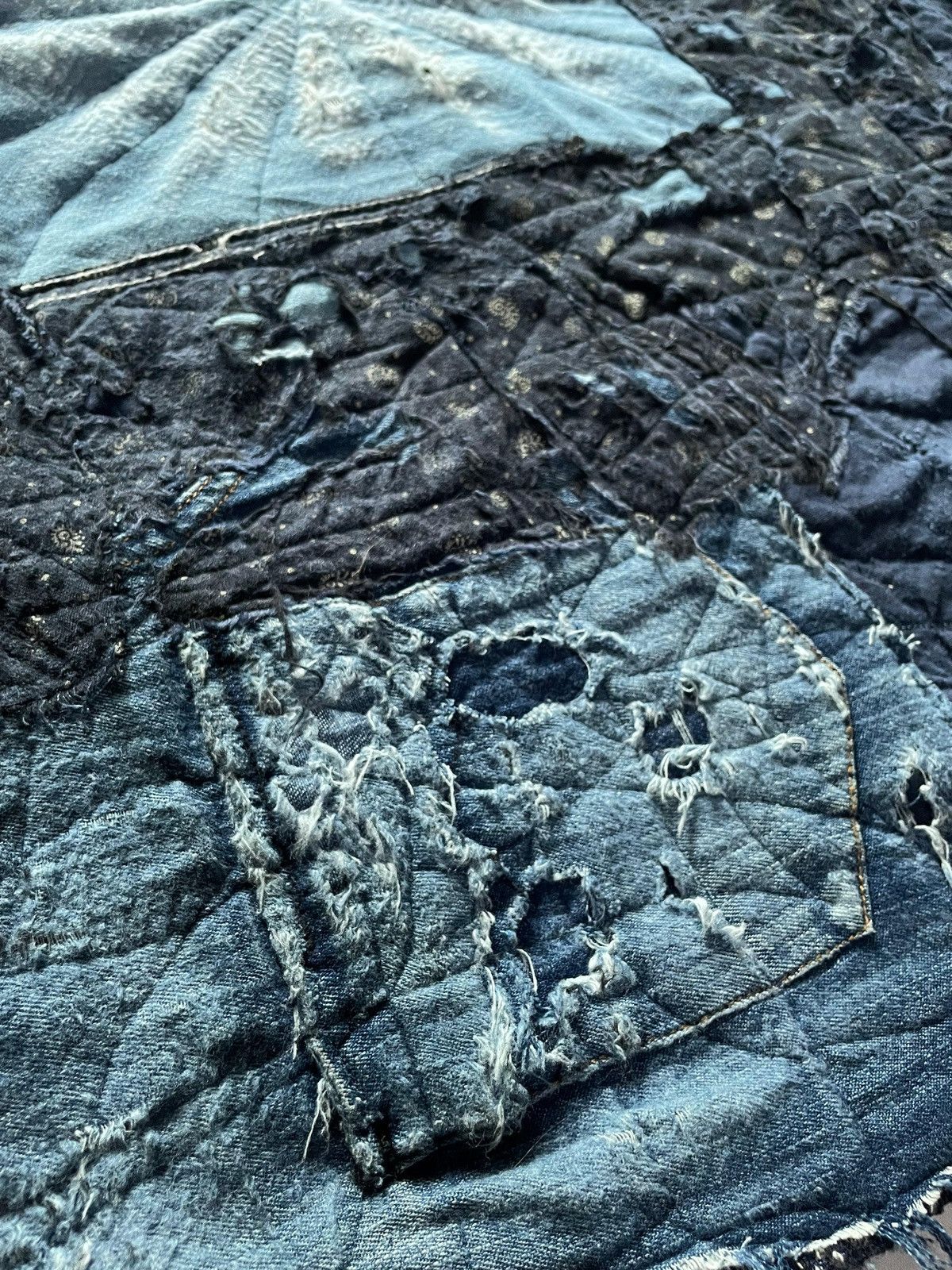 Proleta Re Art Custom Indigo Boro Damaged Fabric Haori Kimono Jacket Size US L / EU 52-54 / 3 - 5 Thumbnail