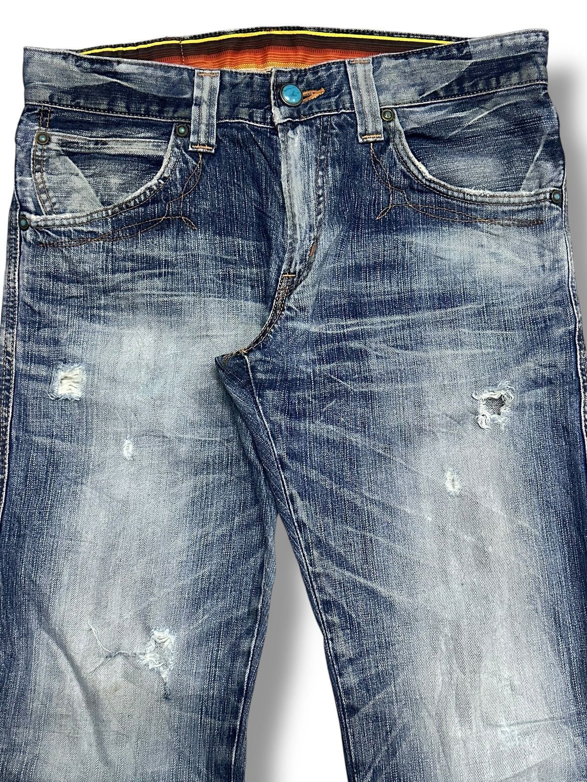 Edwin Vintage Edwin Bluetrip Leather Tag Wideleg Style Faded Wash Size US 33 - 4 Thumbnail