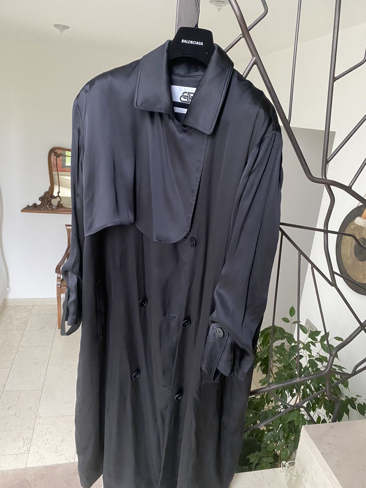 image of Balenciaga Black Silk Opera Coat, Women's (Size Small)