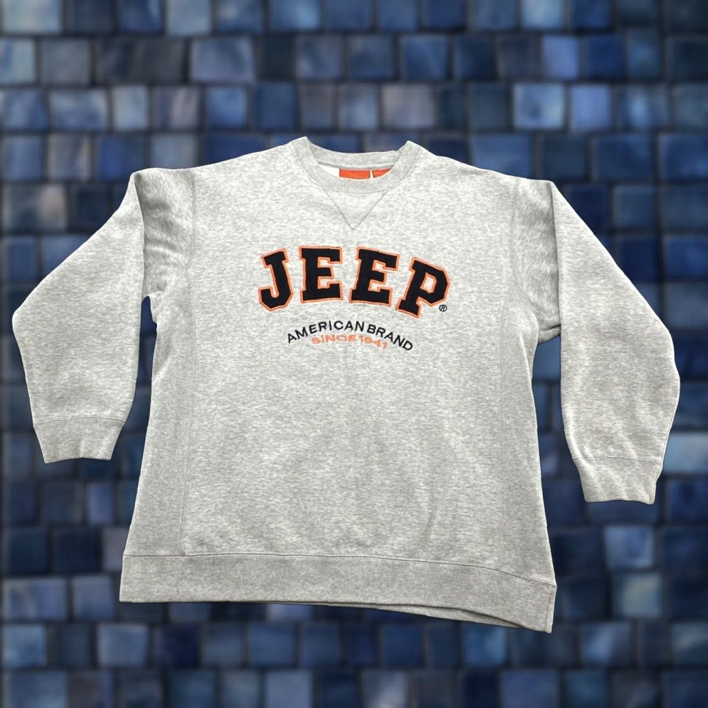 Jeep Vtg Jeep American Brand Men's Embroidered Logo Pullover Sweatshirt Gray Medium Size US M / EU 48-50 / 2 - 1 Thumbnail
