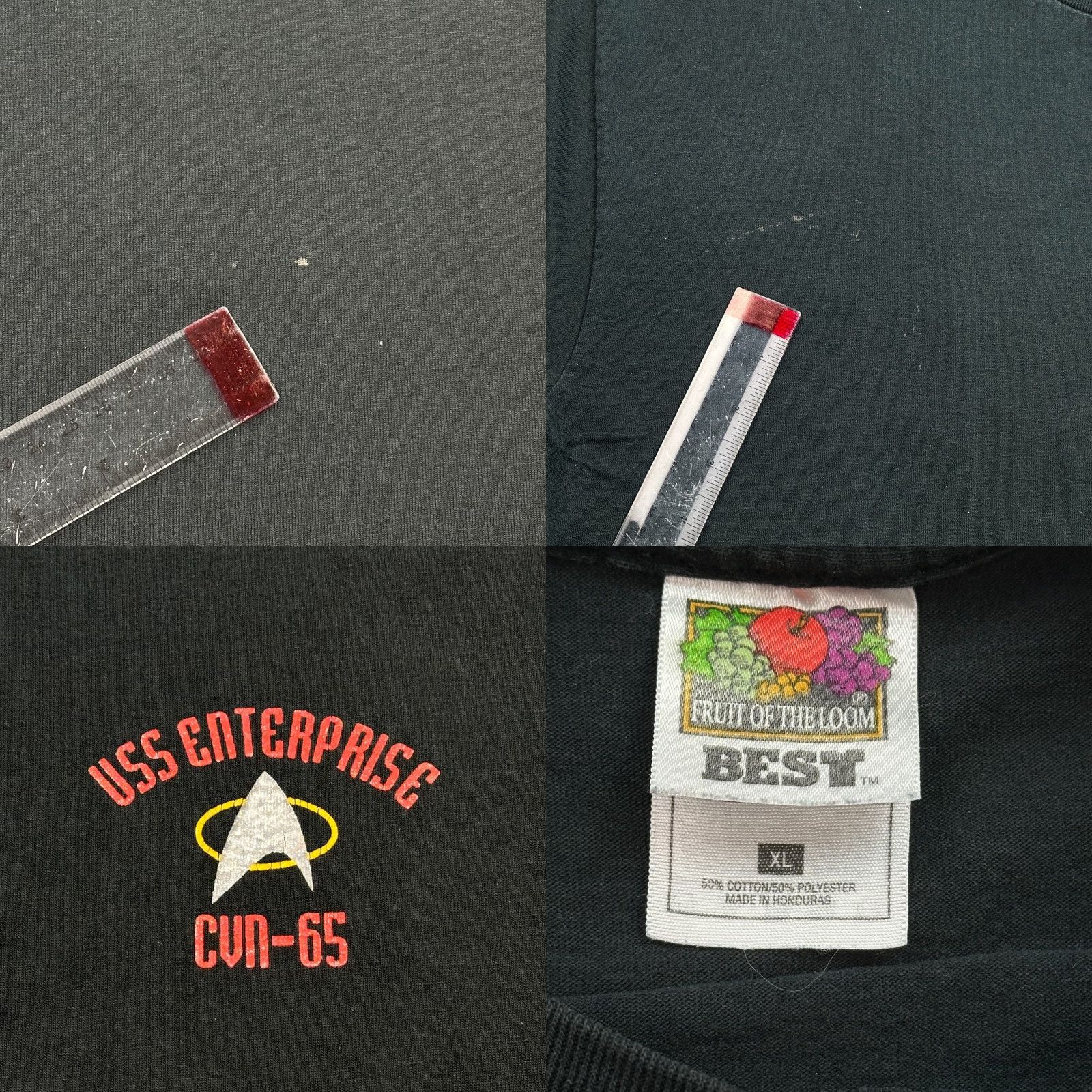 Fruit Of The Loom VINTAGE Star Trek Shirt Mens XL Black USS Enterprise Past Present Future Graphic Shirt Size US XL / EU 56 / 4 - 9 Thumbnail