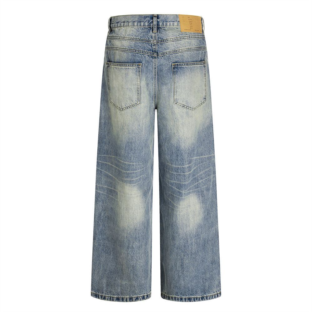 Jean Men's retro American washed distressed straight jeans Size US 32 / EU 48 - 2 Thumbnail