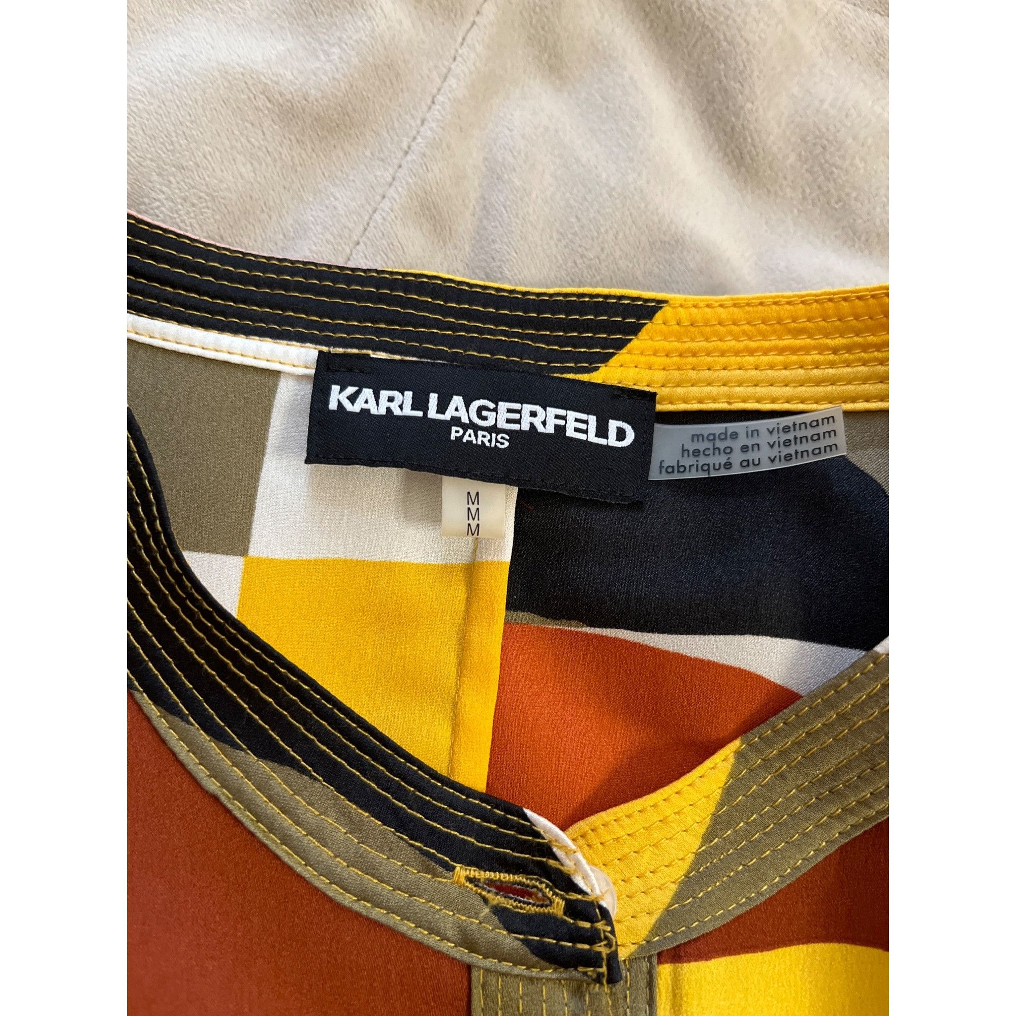 Karl Lagerfeld KARL LAGERFELD size M oversize multicolor blouse in excelle Size M / US 6-8 / IT 42-44 - 9 Thumbnail