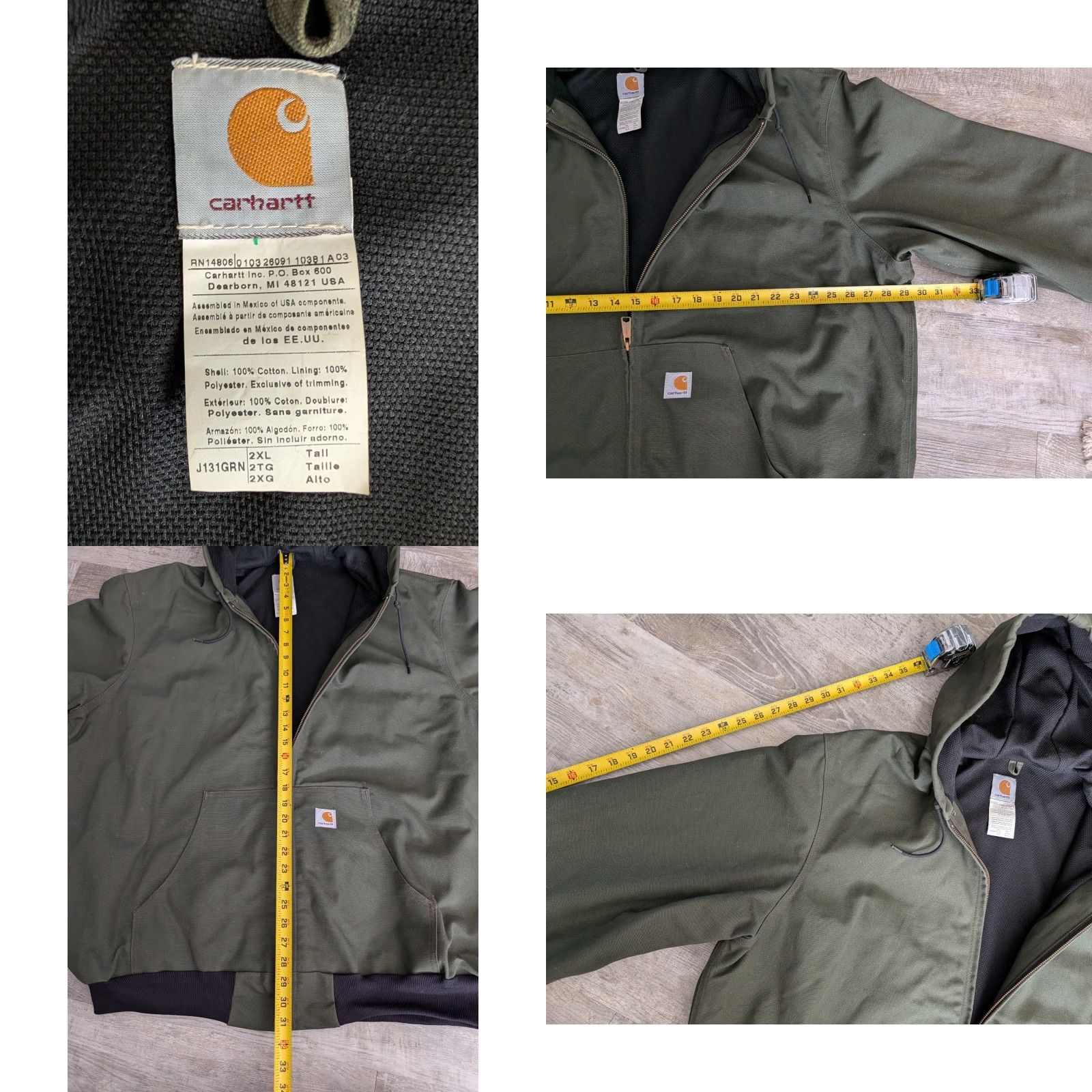 Carhartt VINTAGE Carhartt Jacket Mens 2XLT Military Green Canvas Bomber J131 GRN Y2K Workwear Size US XXL / EU 58 / 5 - 8 Thumbnail