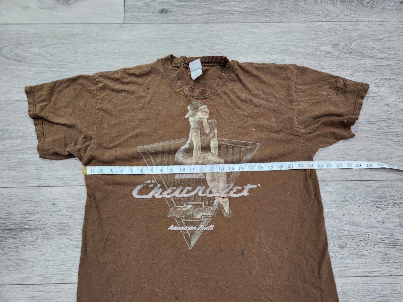 Designer Distressed Pin Up Girl Chevy Shirt XL Brown Tennessee Y2k Size XL / US 12-14 / IT 48-50 - 7 Thumbnail