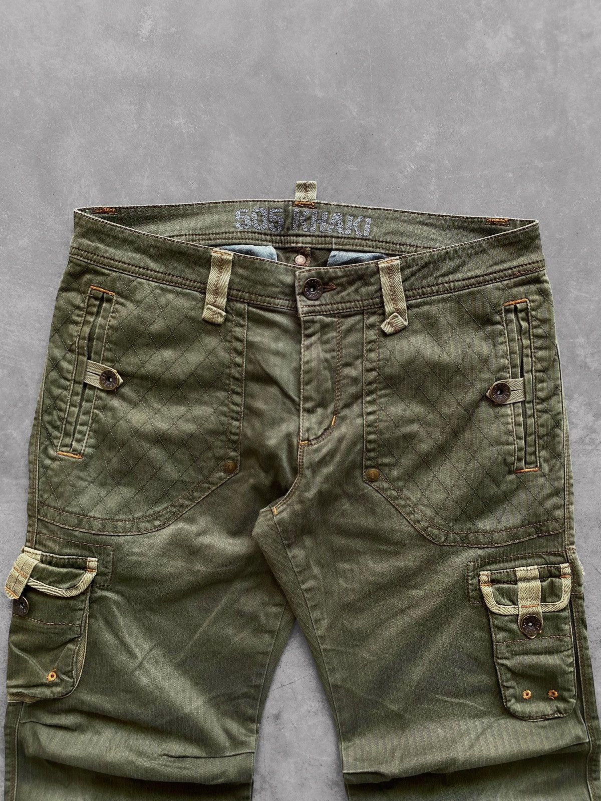 Edwin 🔥Flared🔥Vtg Edwin Japan 505 Cargo Pants Military Green Size US 32 / EU 48 - 4 Thumbnail