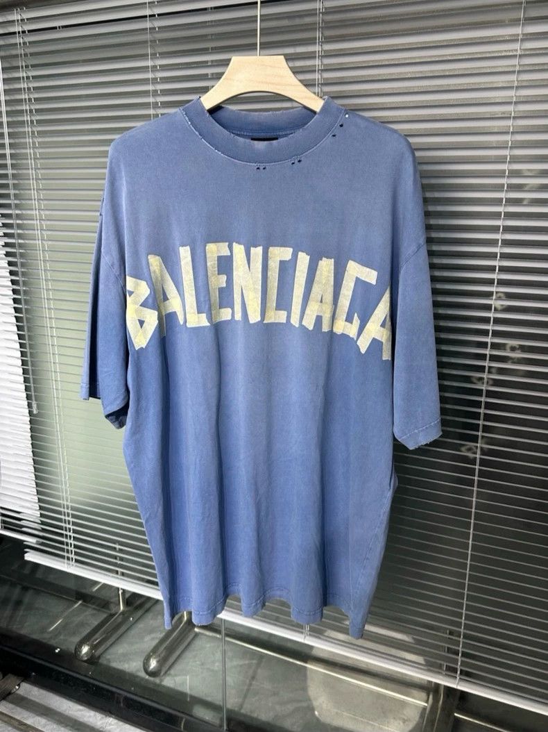 Balenciaga Balenciaga Haze blue + tape + short sleeve Size US XL / EU 56 / 4 - 1 Thumbnail