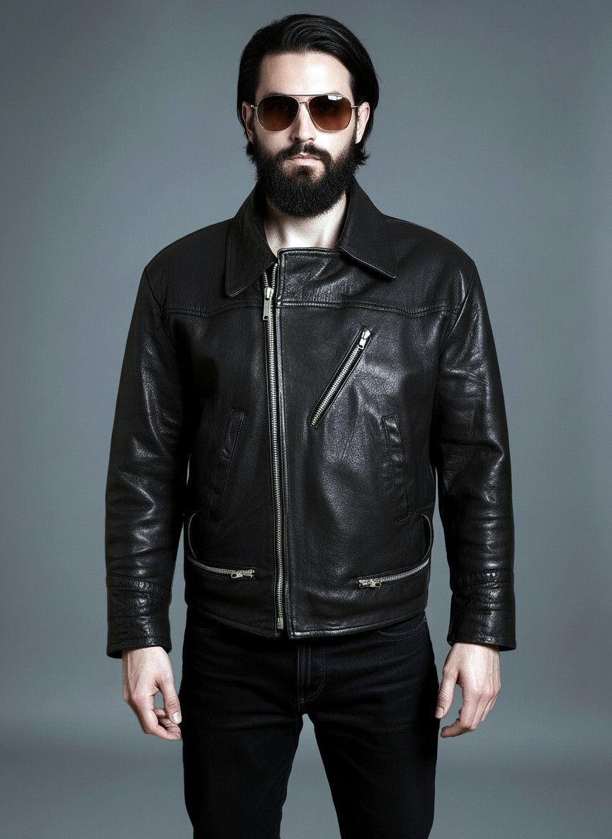 Vintage Vintage 80s Black Leather Motorcycle Biker Jacket Cafe Racer Size US L / EU 52-54 / 3 - 1 Thumbnail
