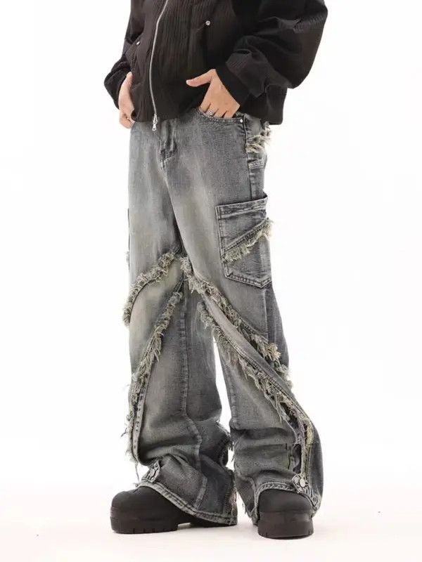 VIBE Retro ruined whiskering design washed distressed jeans Size US 30 / EU 46 - 2 Thumbnail