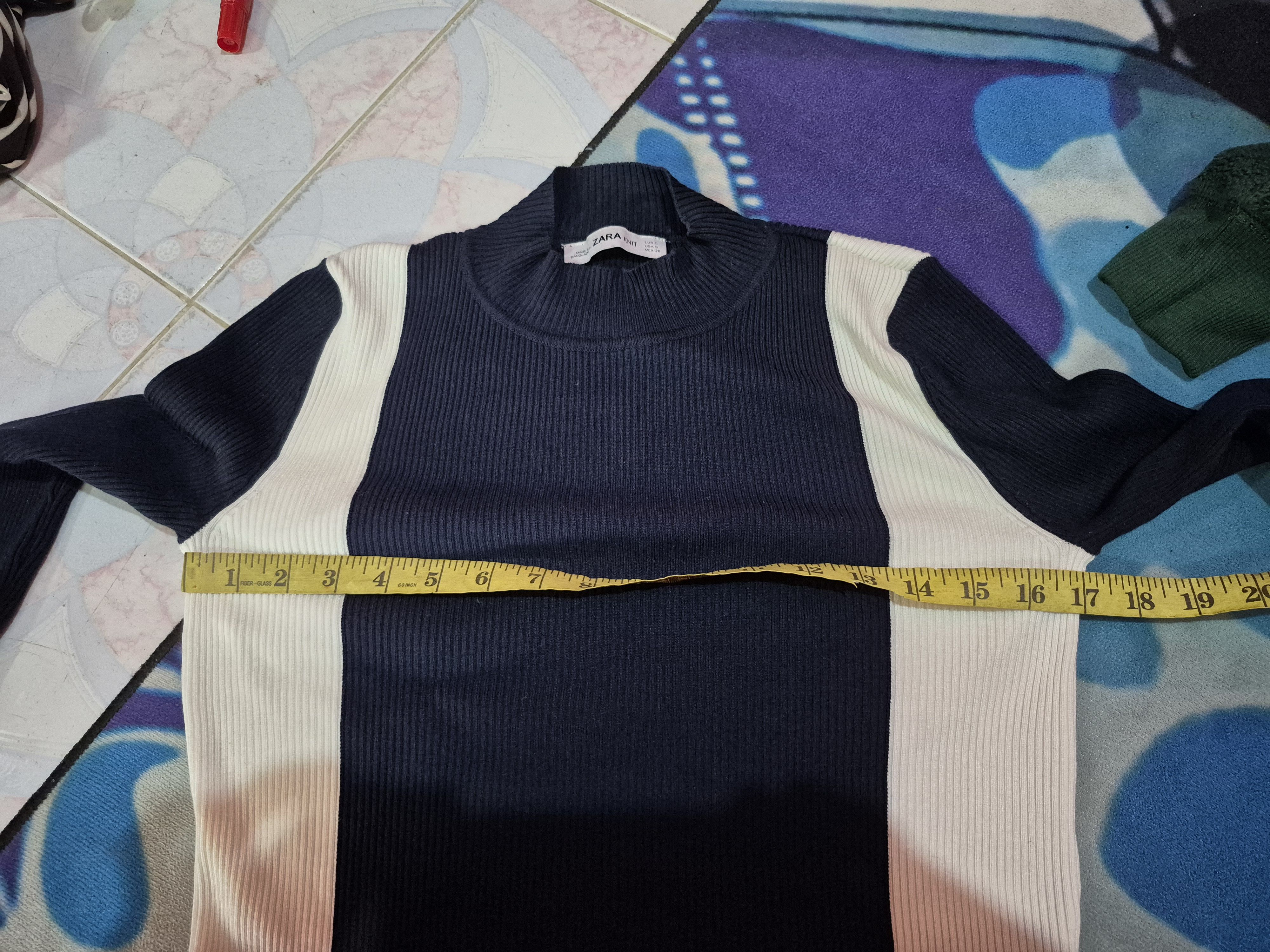Zara 🔥 Zara Knits Navy White Sweater Tops Longsleeves Size S / US 4 / IT 40 - 7 Thumbnail
