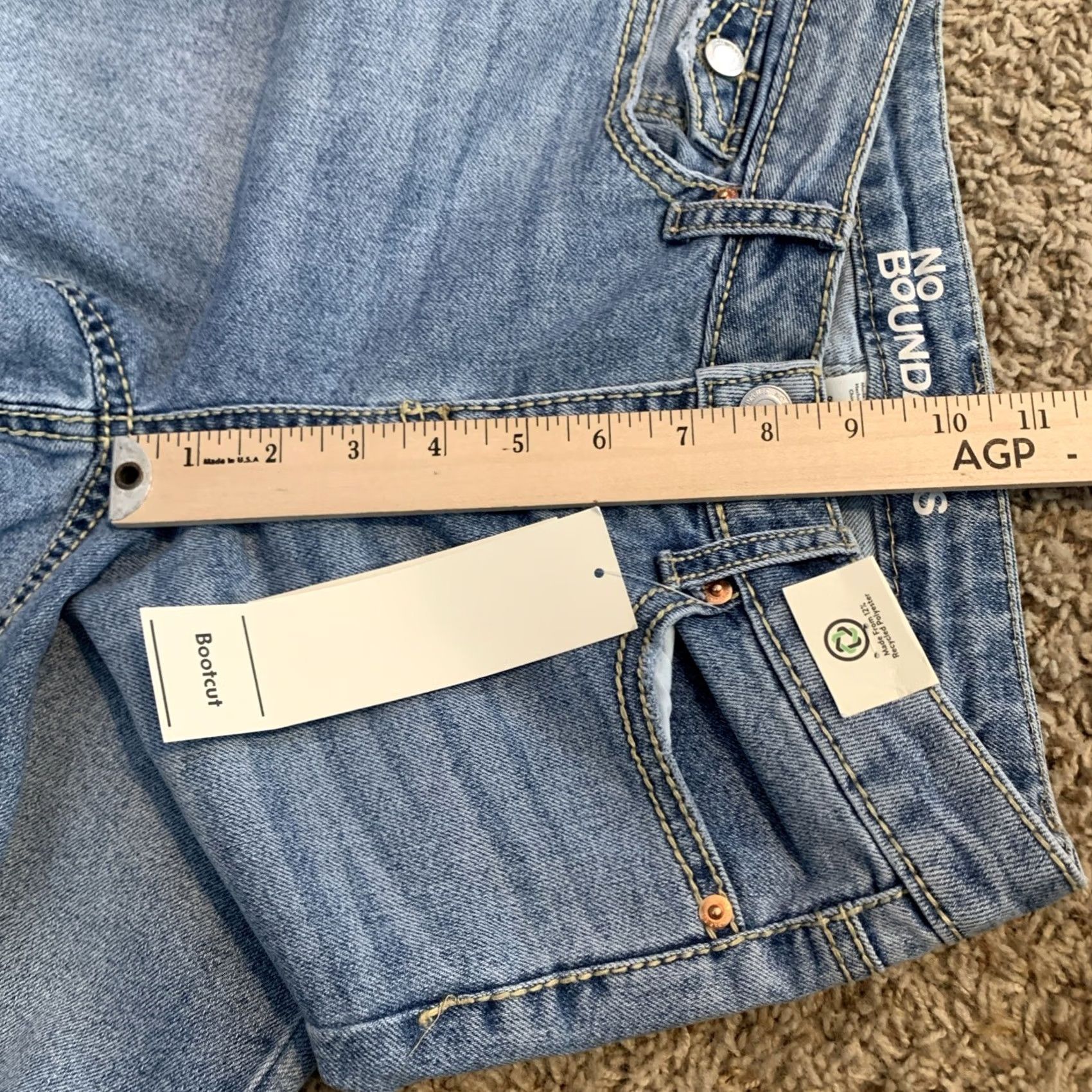 Vintage No Boundaries Jeans Bootcut Woman Juniors 00 Mid Rise 25x32 Light Blue Denim Stretch Flap Pocket Size 24" / US 00 / IT 34 - 3 Thumbnail